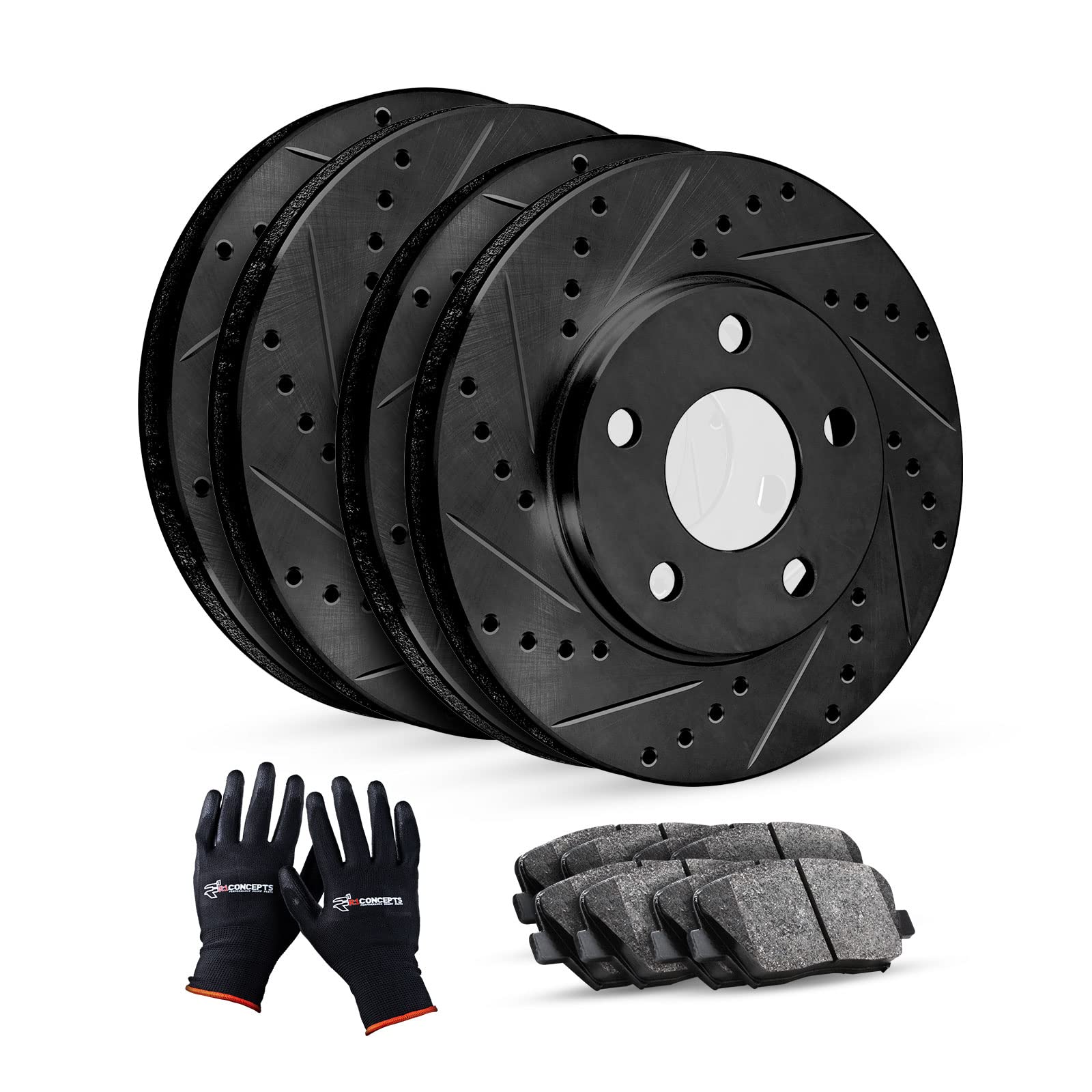 R1 Concepts Premium Ceramic Brake Pads and Rotors Kit - Front & Rear Set for 1999 Volkswagen EuroVan | High-Performance Braking | Ideal for Daily Commuting, Highway Driving & Heavy Loads