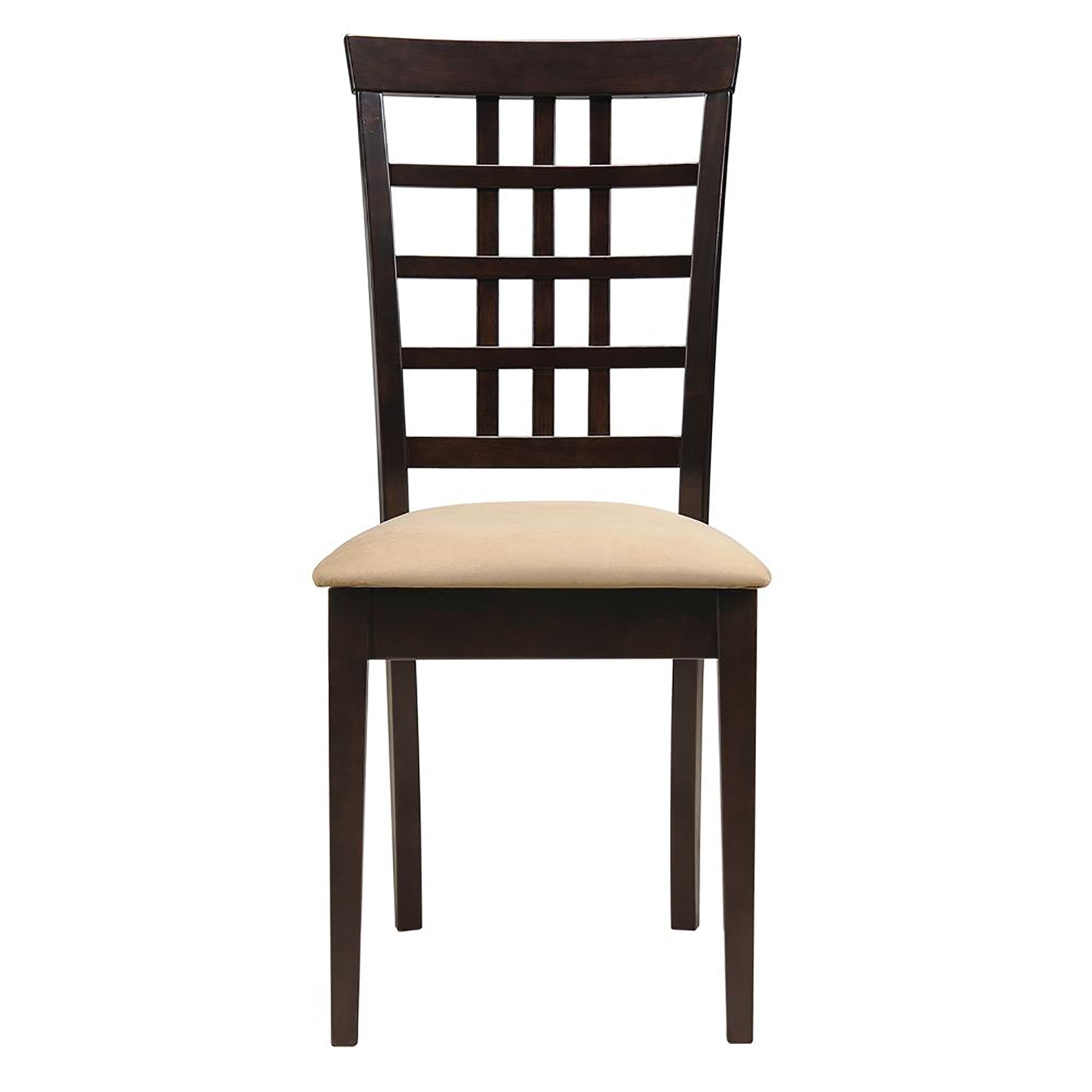 Modern Cappuccino & Beige Lattice Back Side Chairs (Set of 2) - Stylish Dining Room Furniture for Kitchen, Breakfast Nook or Small Space Decor