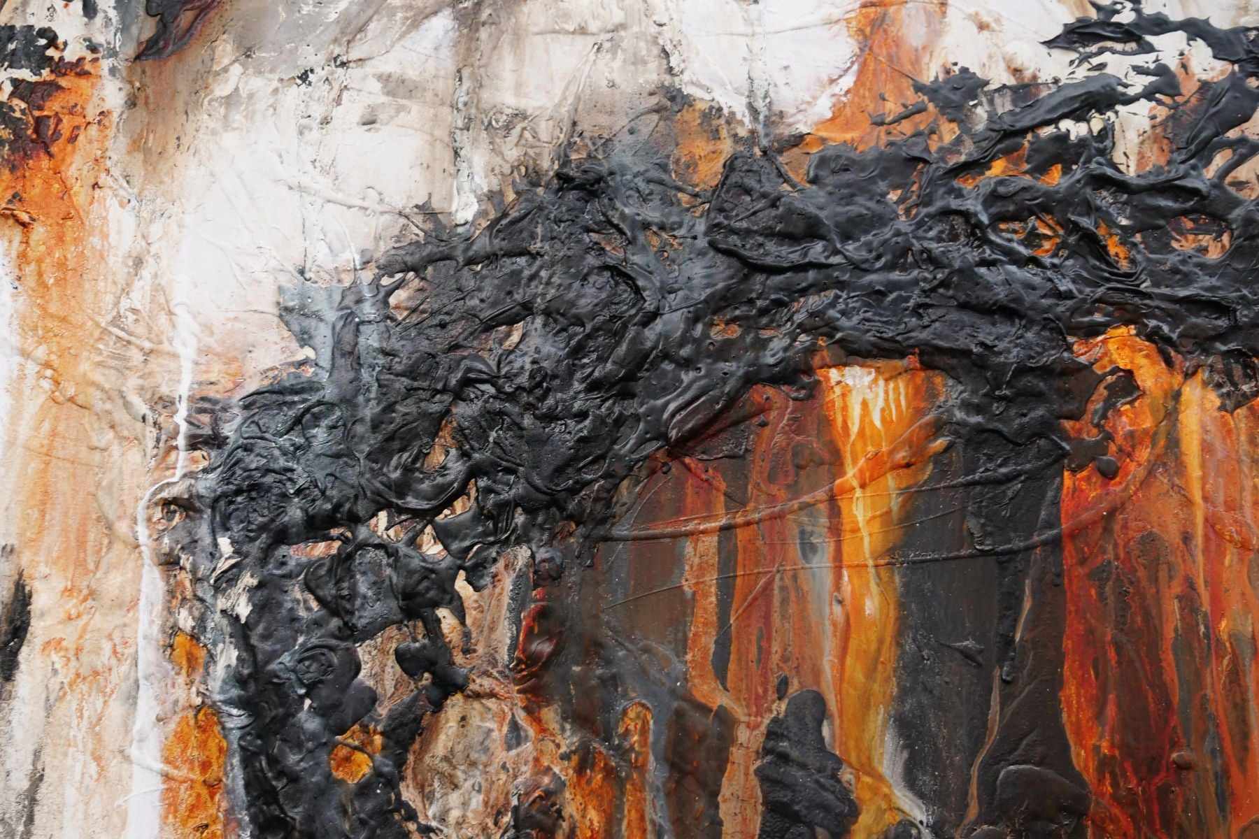 Ghost Gum 140cm x 180cm Rust Oxide Black Textured Abstract Canvas Art Painting - Modern Wall Decor for Living Room, Bedroom, Office