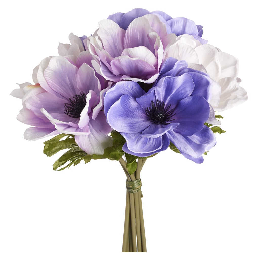 10 Pack Purple Anemone Silk Flowers - Realistic Artificial Floral Stems for Home Decor, Wedding Centerpieces, DIY Crafts & Table Arrangements