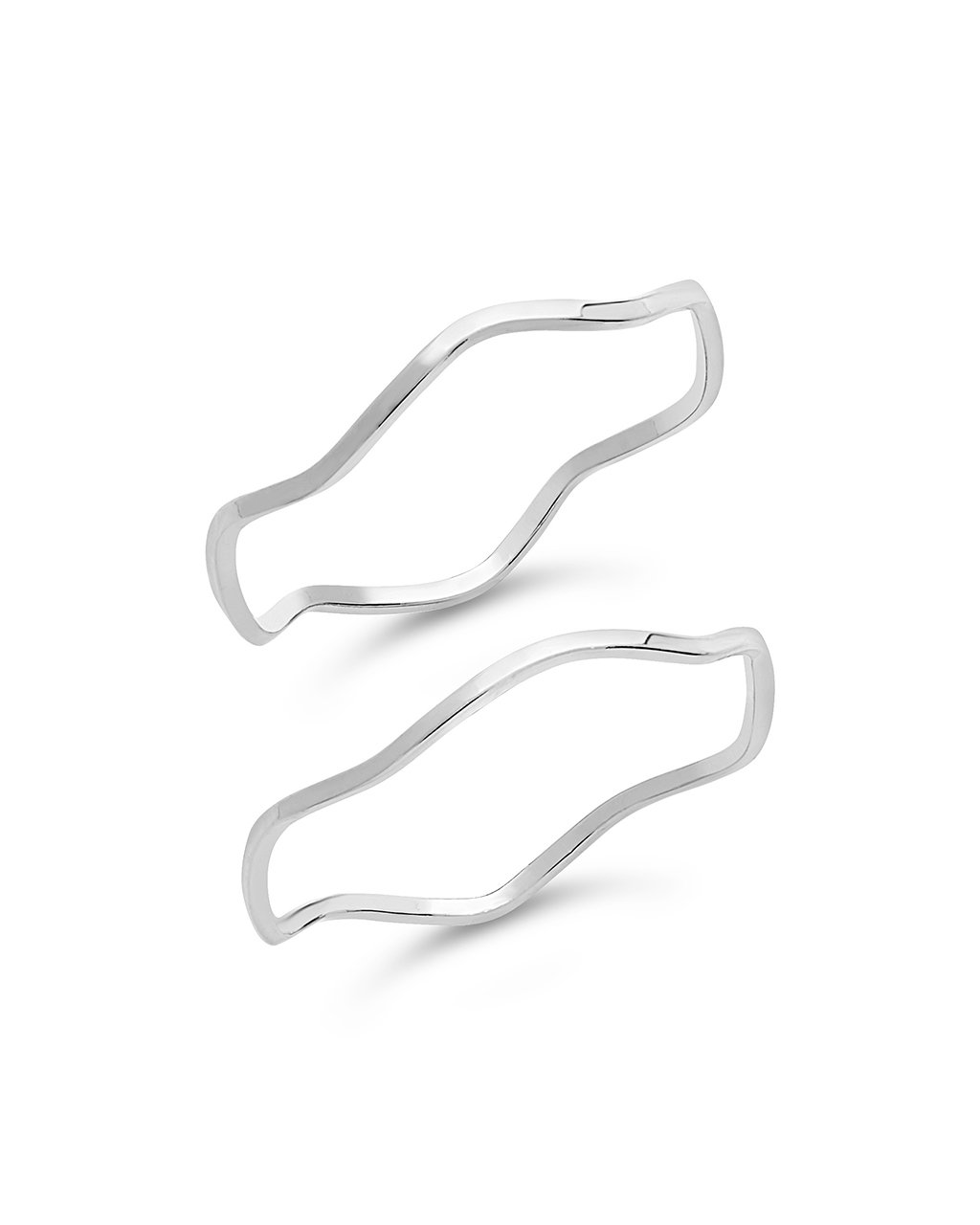 Sterling Silver Wave Ring Set of 2 - Elegant Stackable Rings for Women - Perfect for Everyday Wear, Gift Giving & Boho Jewelry Collection