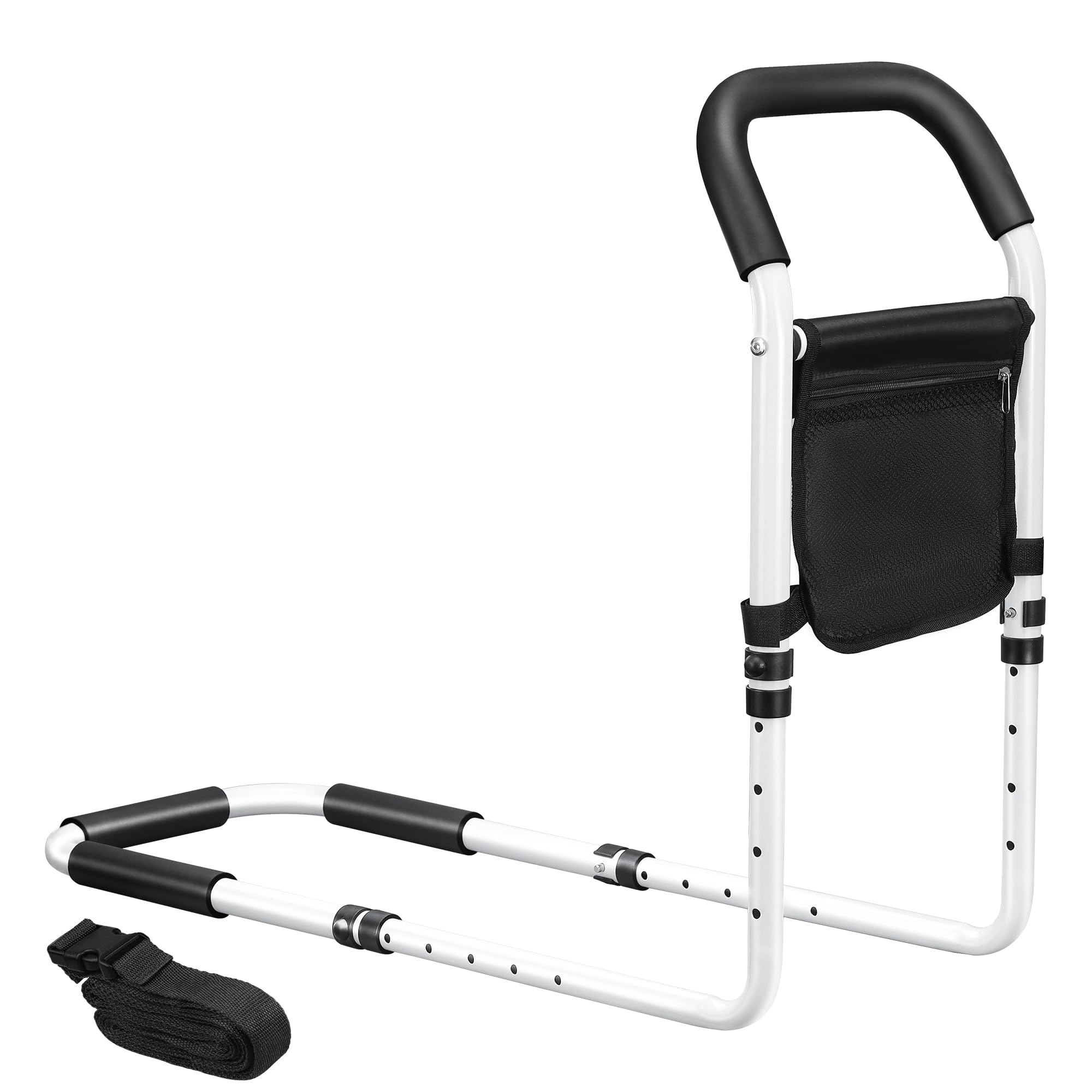 Adjustable Bed Rails for Elderly Adults - Safety Bed Assist Handrail with Storage Bag for Seniors Fall Prevention - Fits King, Queen, Full & Twin Beds - Ideal for Home Care, Hospital Use and Mobility Assistance
