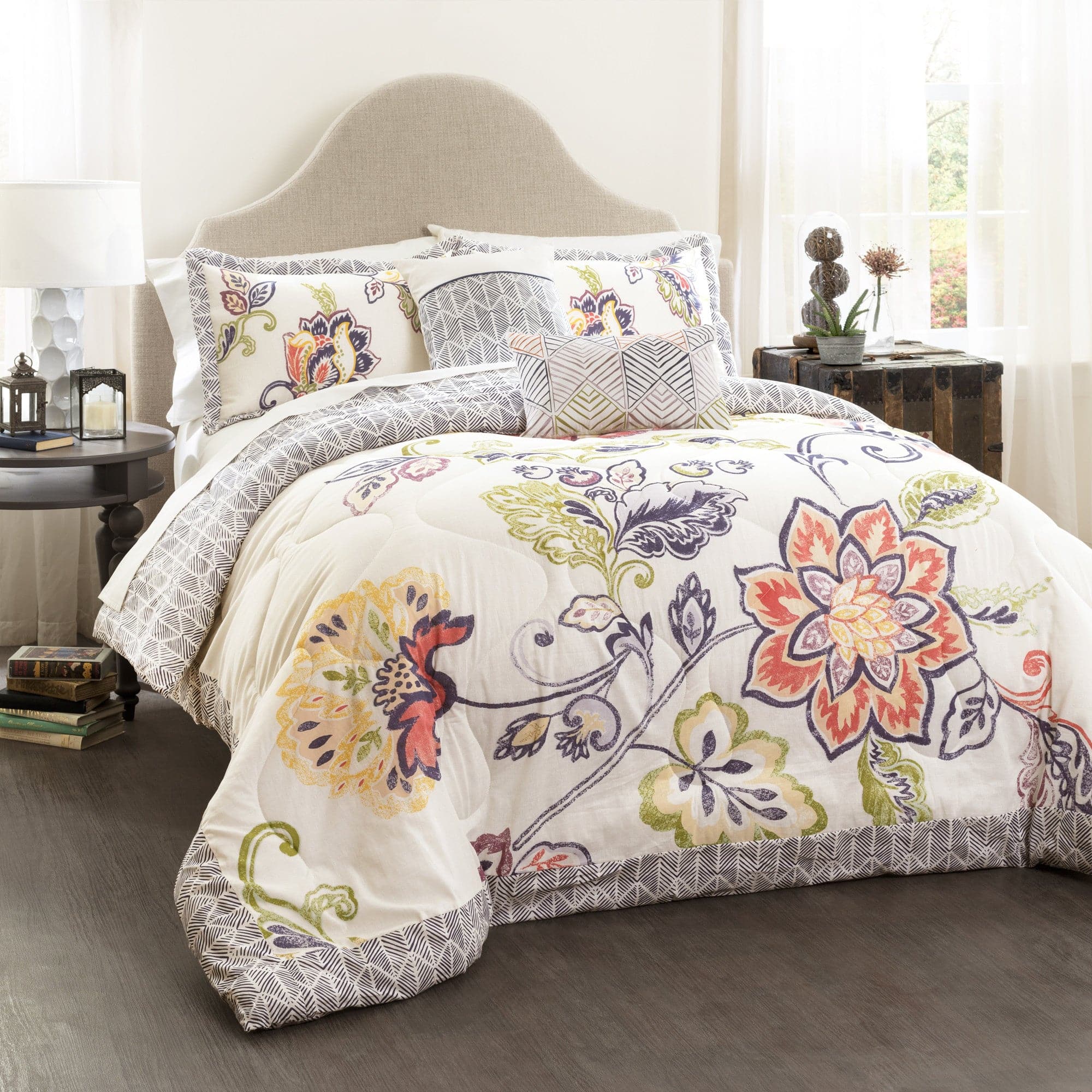 Aster Comforter 5-Piece Bedding Set - Queen Size, Soft Microfiber Comforter Set with Pillow Shams & Bed Skirt - Perfect for Master Bedroom, Guest Room, and Dorm Decor