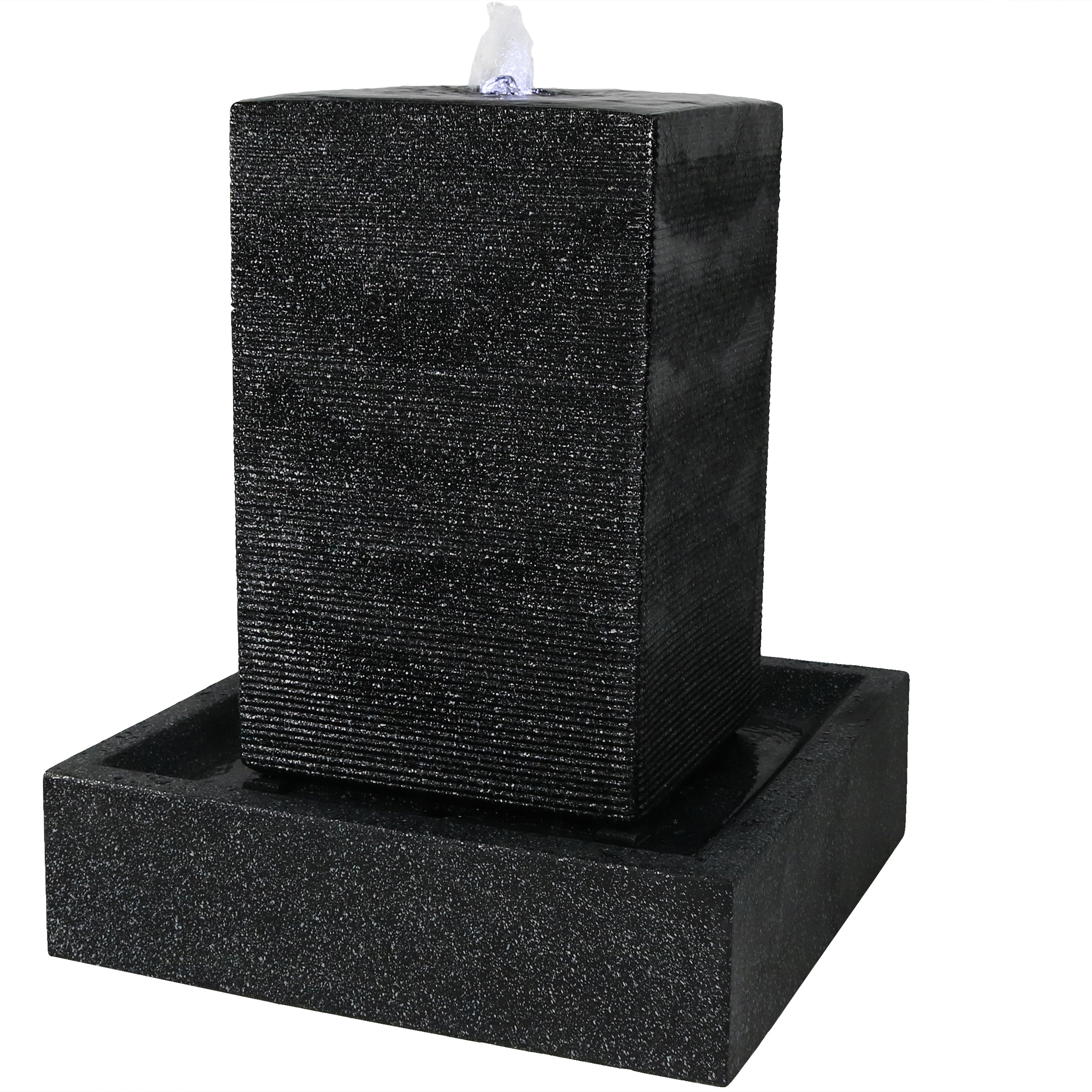 Large Outdoor LED Water Fountain with Pillar Design - 40 Inch Height for Garden, Patio, and Backyard Decor