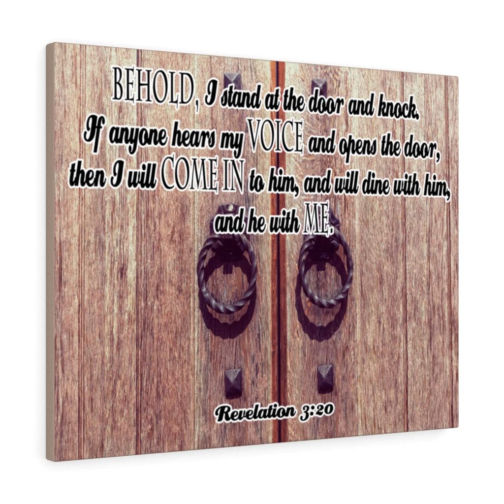 Christian Wall Art - Bible Verse Print 'I Will Come in Revelation 3:20' - Scripture Wall Decor for Home & Church - Ready to Hang Inspirational Gift for Weddings, Baptisms & Faith-Based Occasions