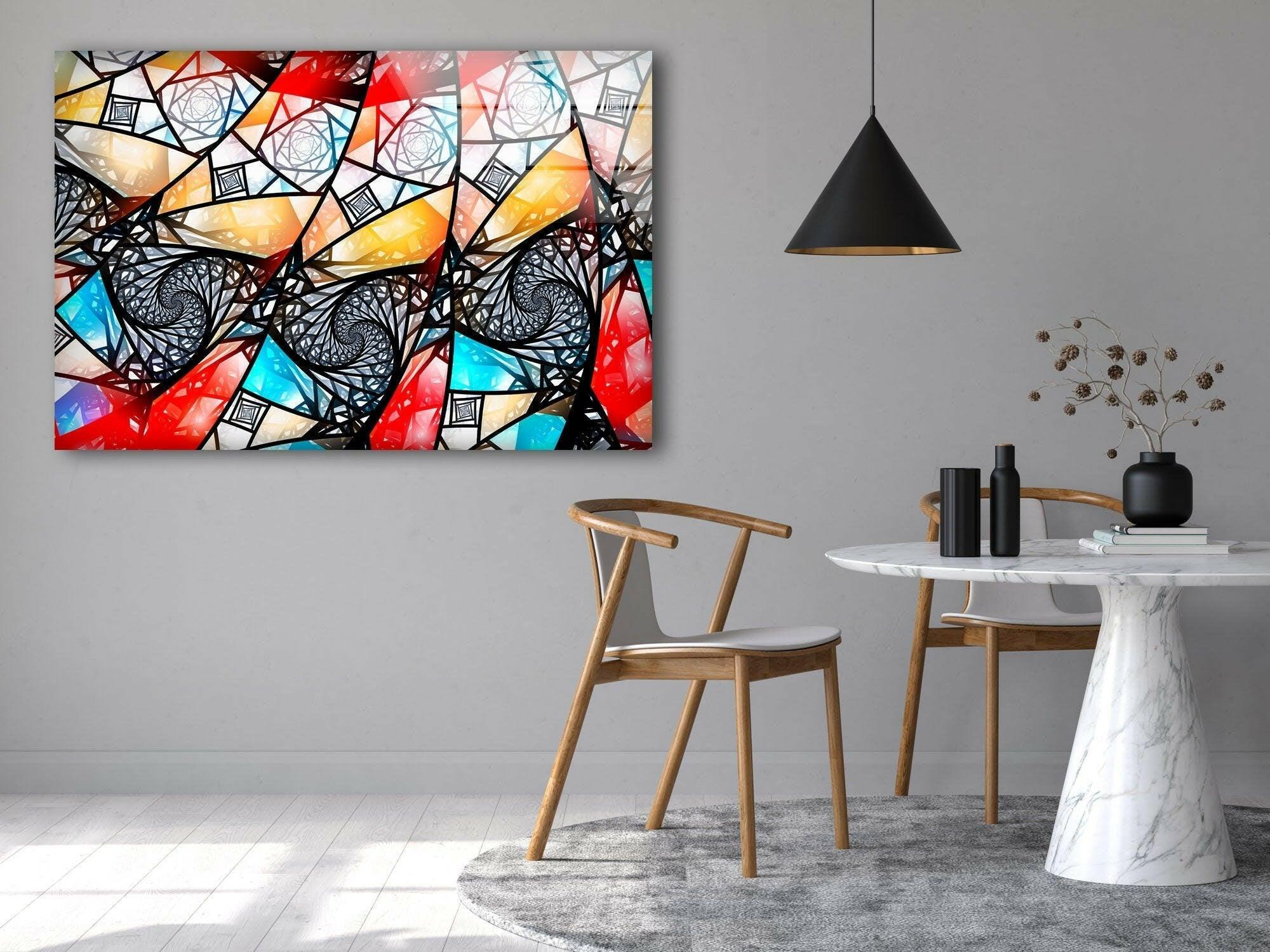 Handmade Asymmetric Mosaic Glass Wall Art - Modern Abstract Home Decor for Living Room, Bedroom & Office