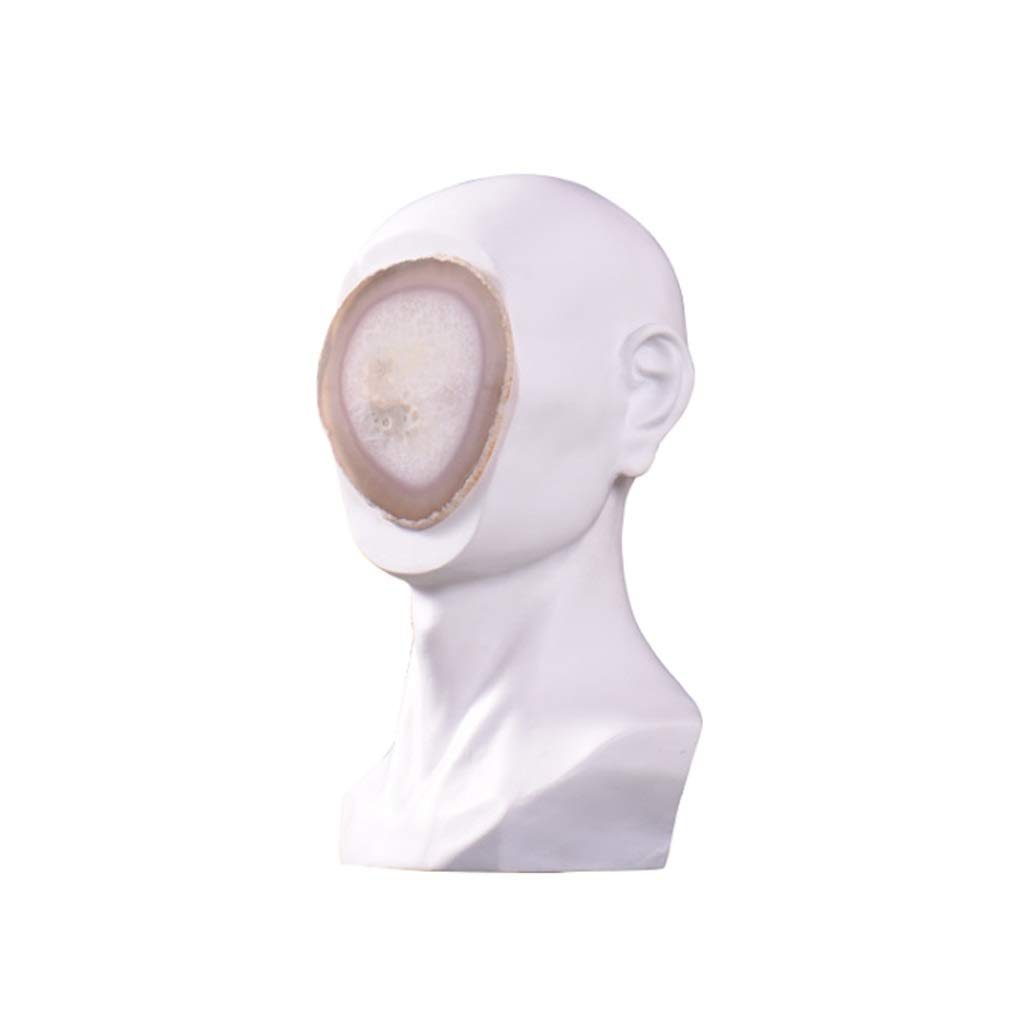 White Agate Stone Thinker Style Abstract Sculpture - Modern Office & Home Decor Statue for Bookshelf, Desk, or Tabletop | Collectible Figurine & Zen Meditation Decor for Living Room, Study, or Workspace