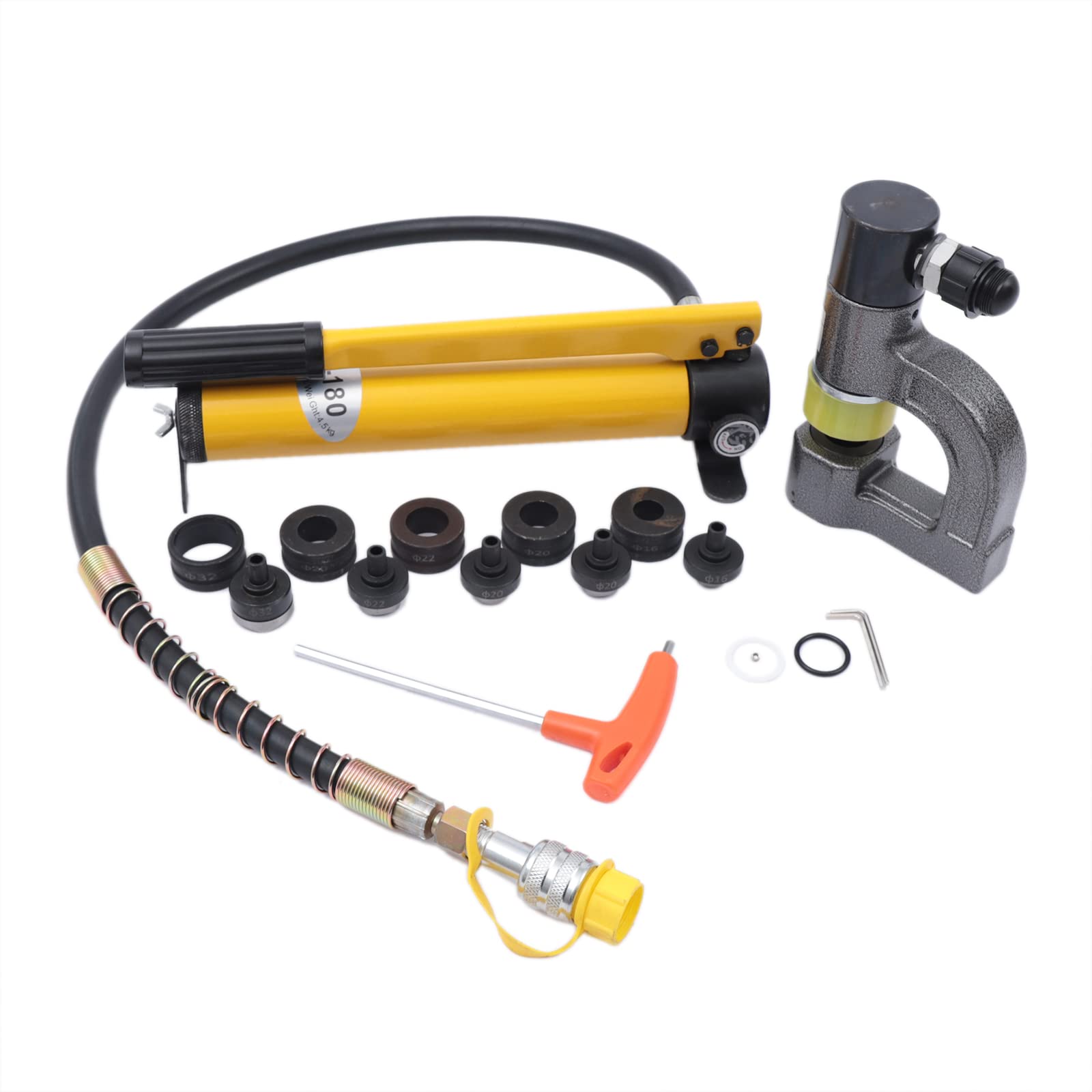 6 Ton Hydraulic Hole Punch Machine - Manual Hand Pump with 6 Molds for 0.8-2mm Stainless Steel & Iron Plates | Heavy Duty Metal Punching Tool for DIY, Metal Fabrication, HVAC & Automotive Repair