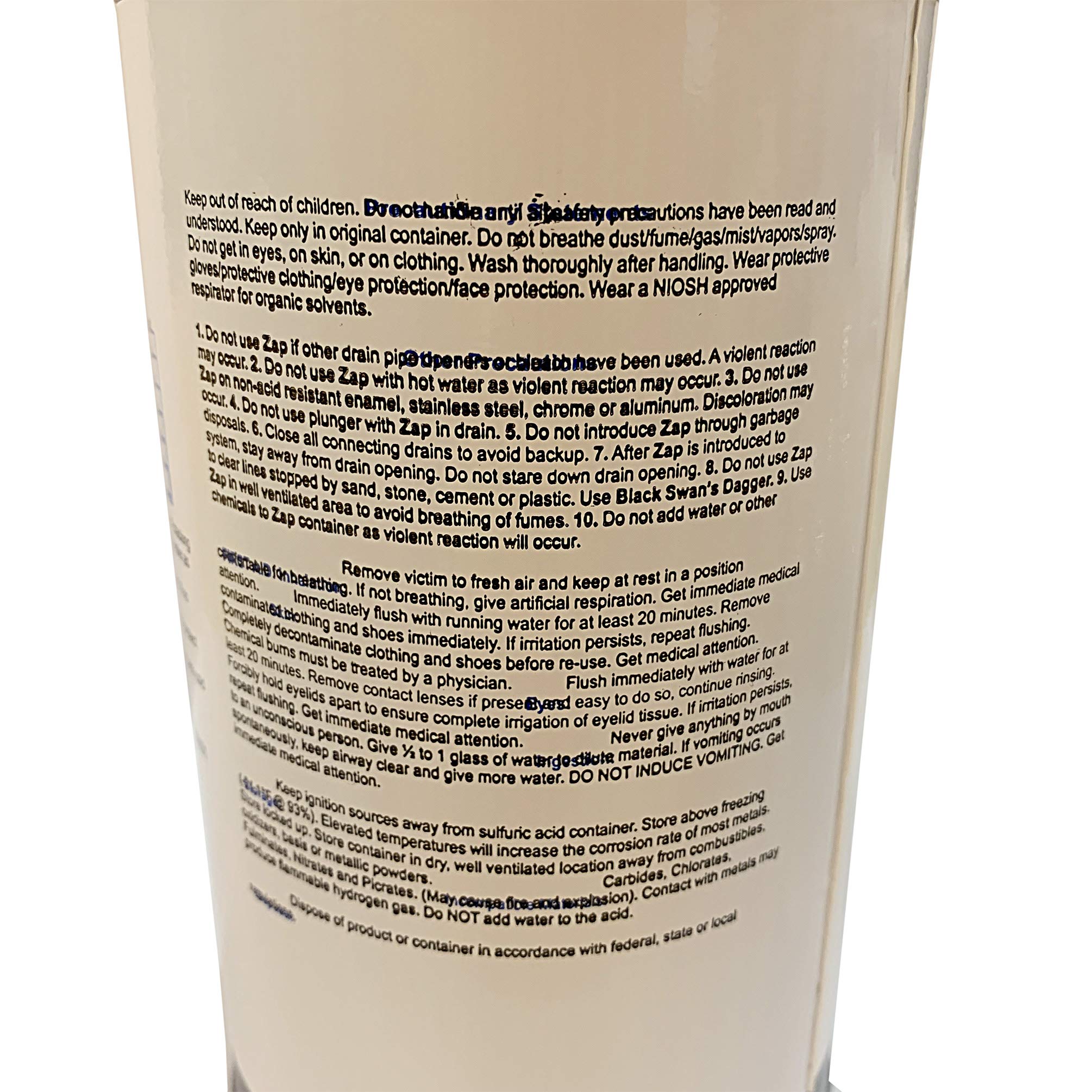 FixtureDisplays® Zap Drain Pipe Opener - 1 Quart Heavy-Duty Clog Remover for Kitchen & Bathroom Sinks - Fast-Acting Liquid Drain Cleaner (09020-BLACKSWAN-1PK-NF) - Perfect for Homes, Restaurants & Commercial Use