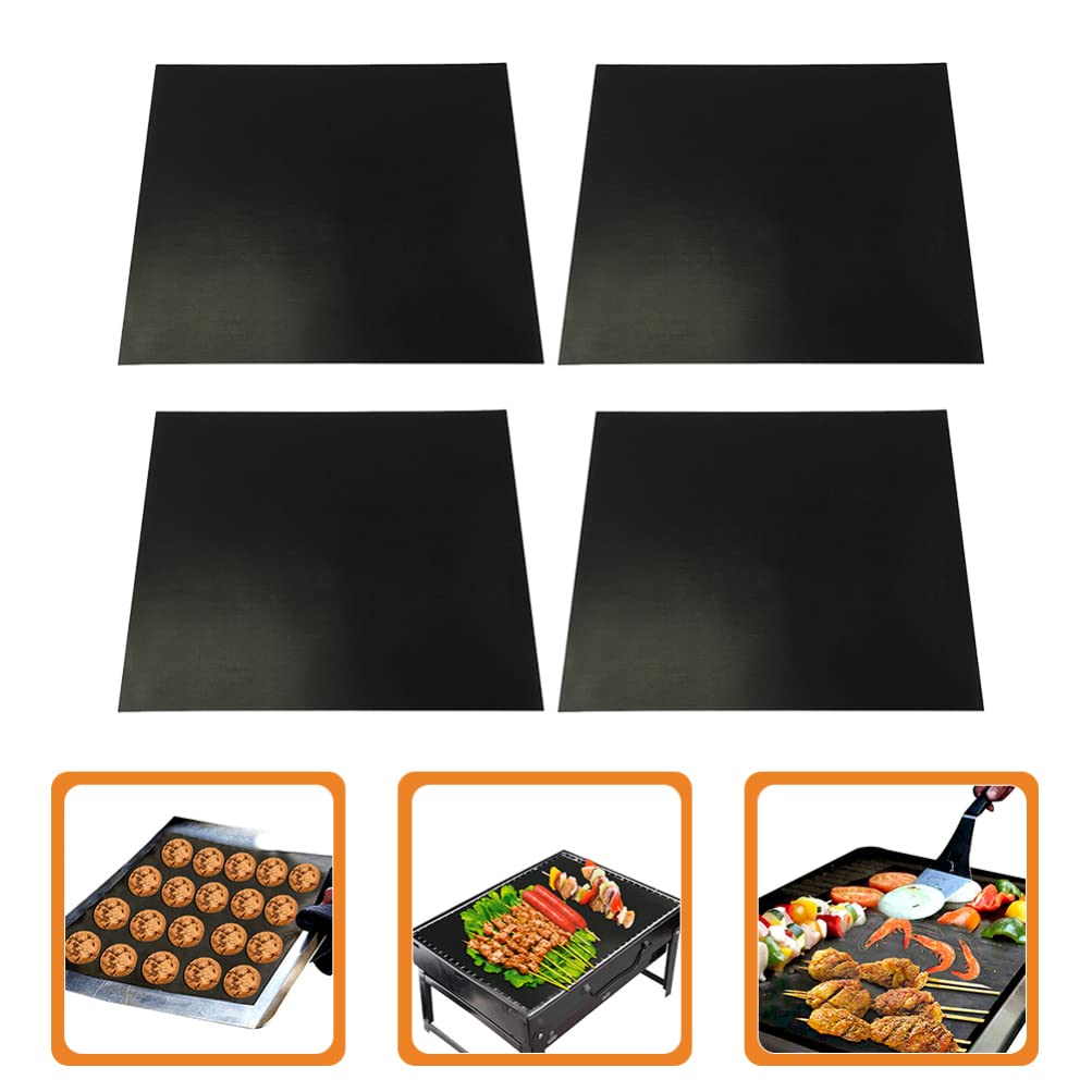 iplusmile 4-Piece Non-Stick BBQ Grill Mats Set - Reusable Air Fryer Liners, Oven Baking Mats, Grill Pads for Outdoor Cooking, Kitchen Countertop Protection (Perfect for Backyard BBQs, Camping & Indoor Baking)