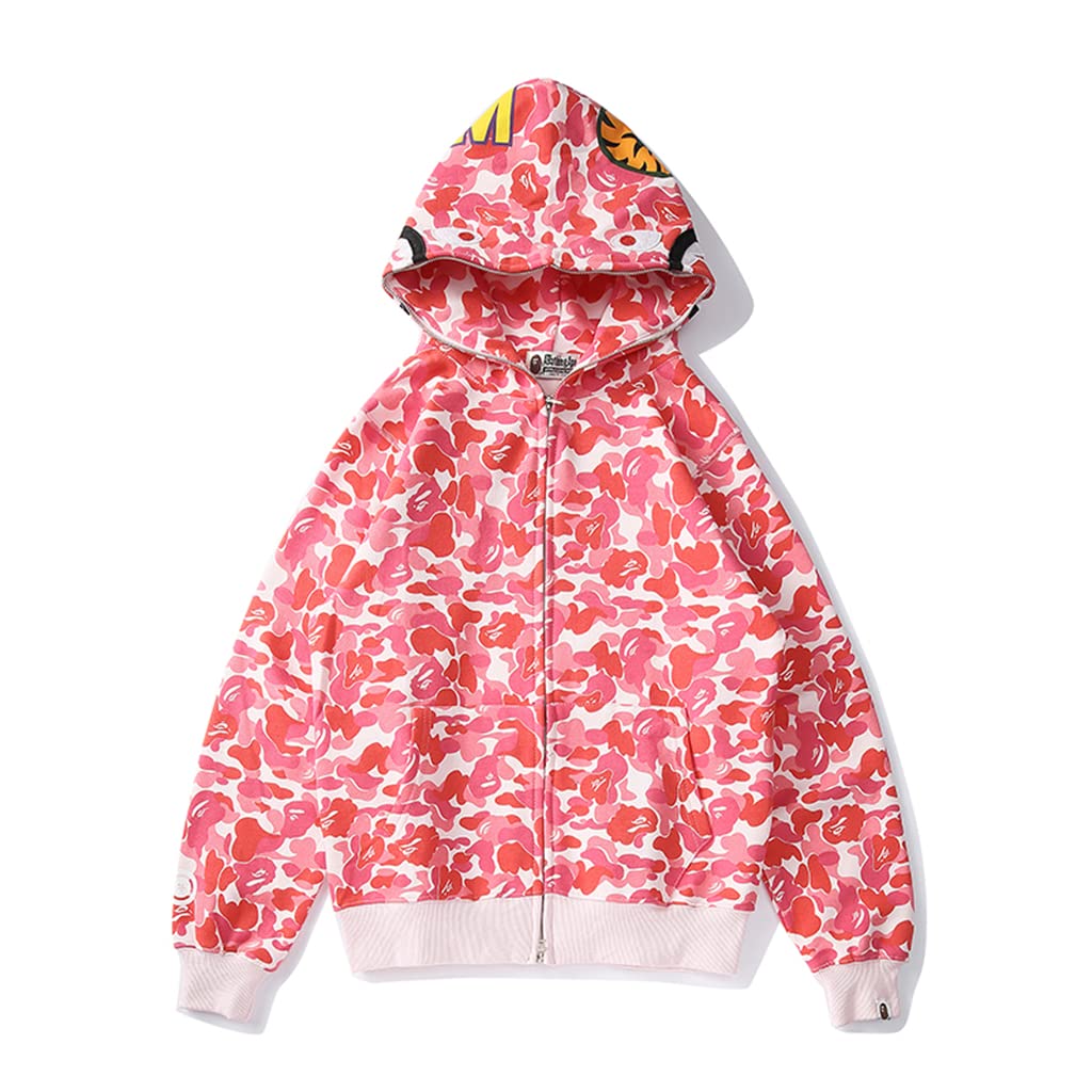 Shark Ape Bape Hoodie for Men & Women - Camouflage Full Face Zip Up Hooded Sweatshirt Jacket | Streetwear Fashion, Casual Wear & Outdoor Activities