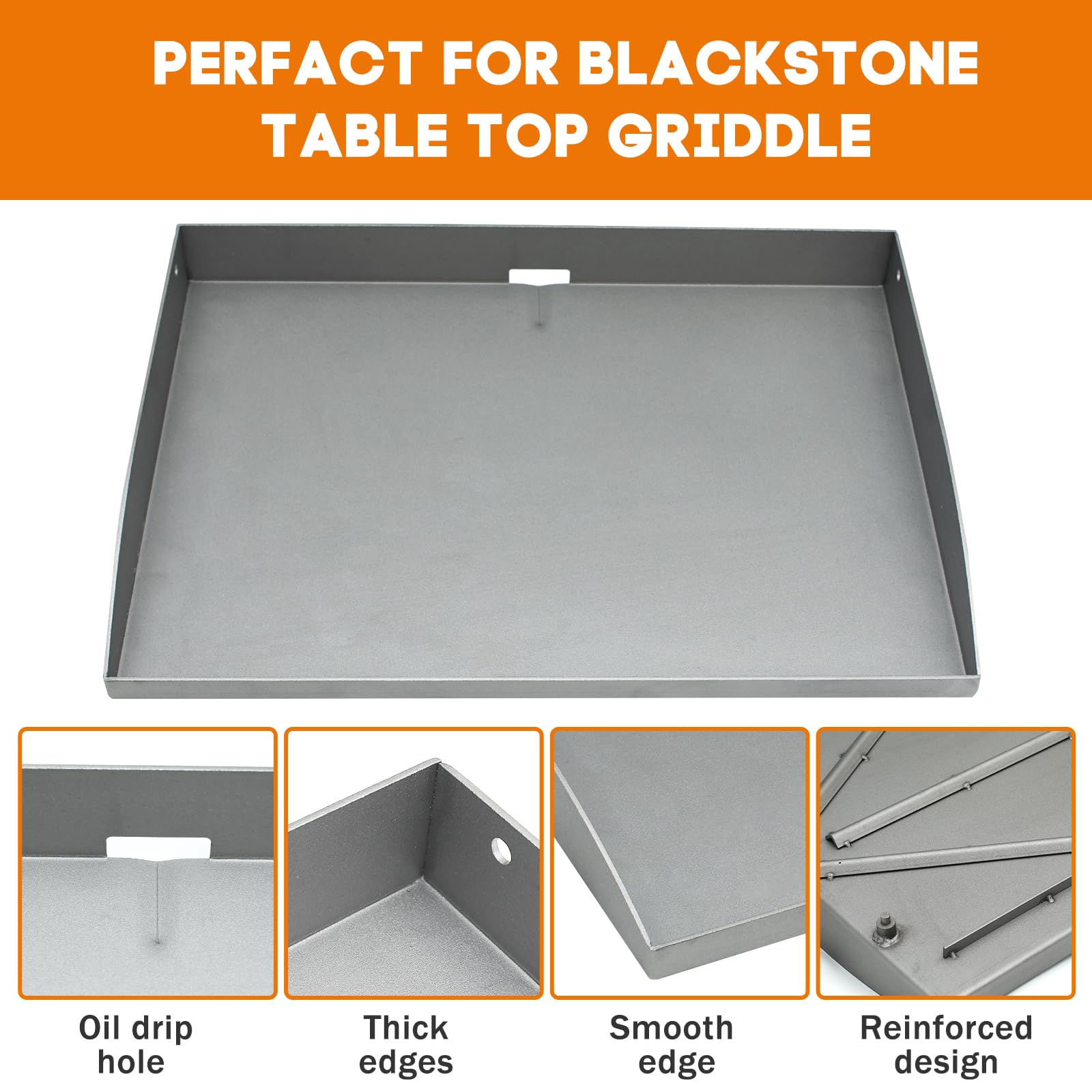 Blackstone 28 Inch Griddle Replacement Top - Compatible with 1517, 1883, 1853 Models - Gas Grill Replacement Parts with Rear Grease System - Perfect for Outdoor Cooking, Camping, and Backyard BBQs