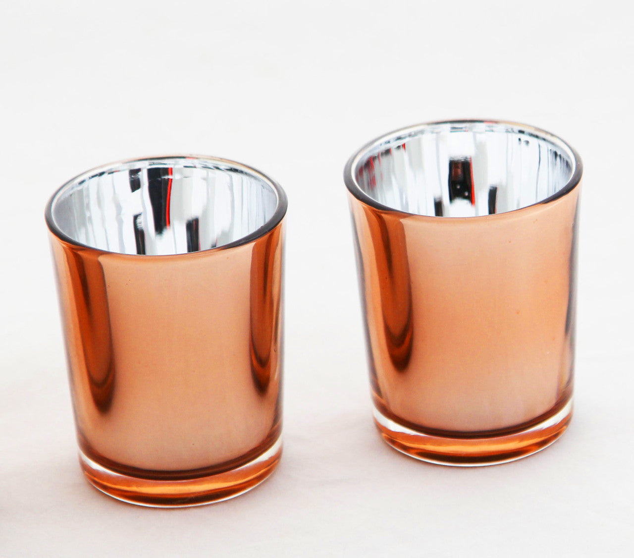 10 Pack Copper Votive Tealight Candle Holders - Elegant Mercury Glass Candlesticks for Valentine's Day, Weddings, Bridal Showers & Party Decorations - Romantic Ambiance for Home, Restaurant & Event Lighting