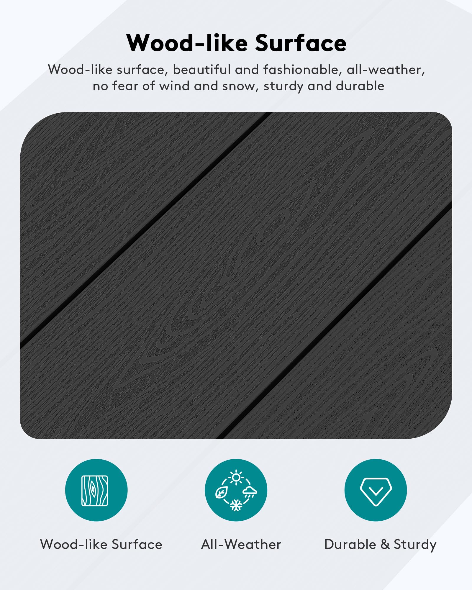 SERWALL HDPE Outdoor Coffee Table - Weatherproof Black Patio Table for Balcony, Deck, Garden & Backyard - Perfect for Relaxing, Entertaining & Outdoor Dining