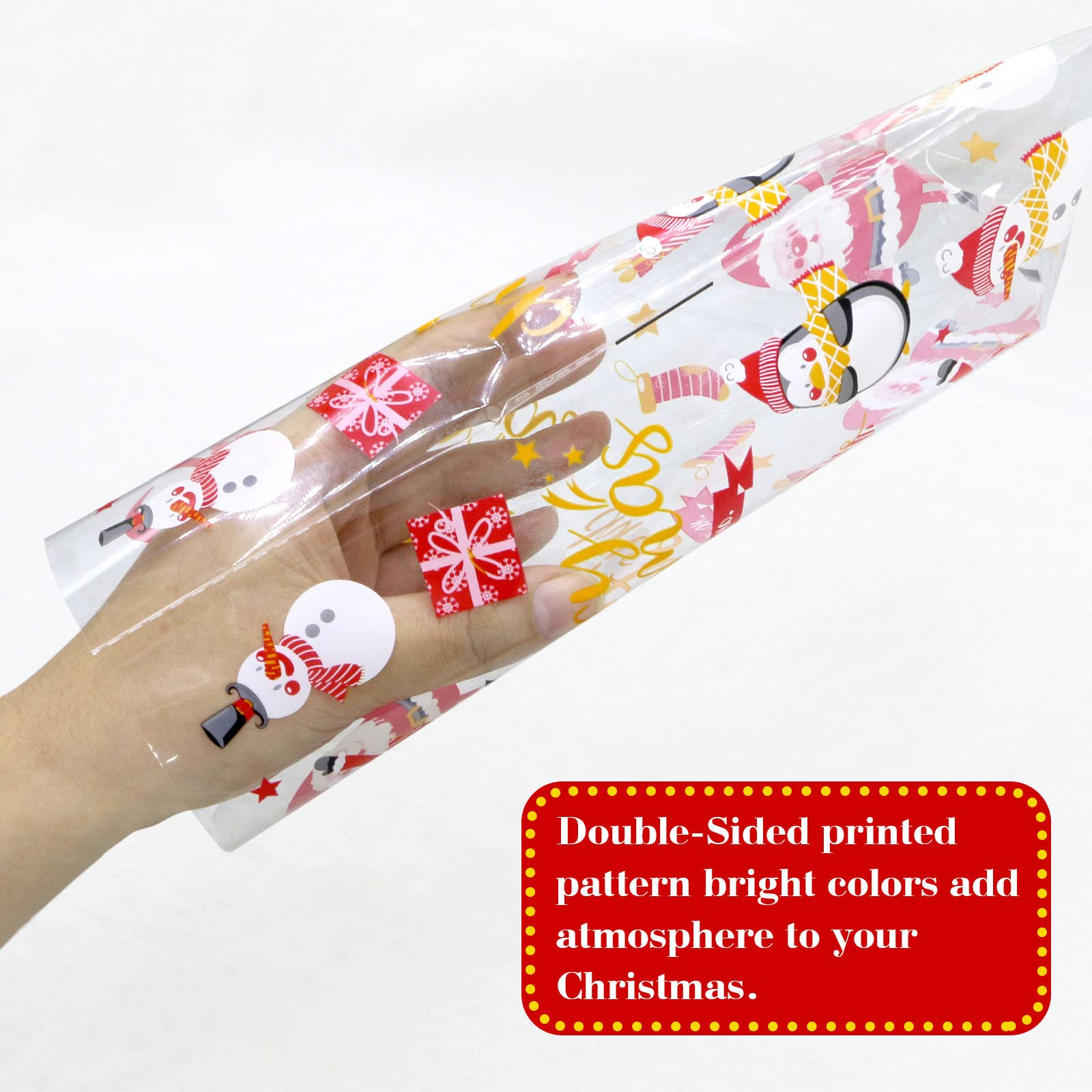 ZMCINER 120PCS Christmas Cellophane Candy Bags with Twist Ties - Holiday Party Favor Supplies for Christmas Treats, Gifts & Candy Storage | Perfect for Christmas Parties, Gift Wrapping & Holiday Celebrations