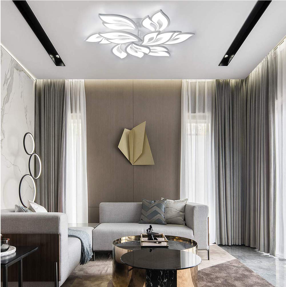 Modern LED Flush Mount Ceiling Light with Remote Control - Dimmable Flower Design Chandelier for Bedroom, Kitchen Island, Living Room & Dining Room | Energy Saving Home Decor Lighting Fixture for Indoor Use