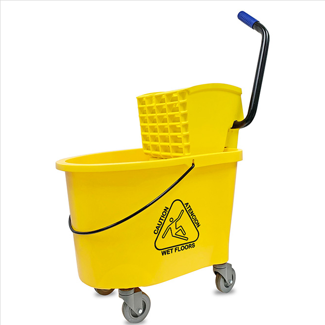 Abco 35qt Yellow Side Press Mop Bucket - Heavy Duty Cleaning for Floors, Garages & Commercial Use
