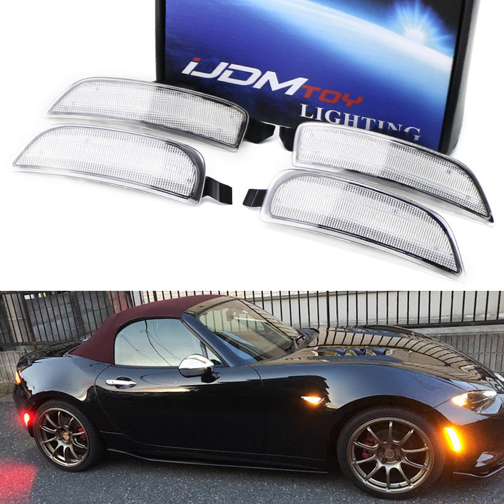 Amber/Red Full LED Side Marker Light Kit for 2016+ Mazda MX-5 Miata - Clear Lens, Durable & Bright - Perfect for Night Driving & Car Customization