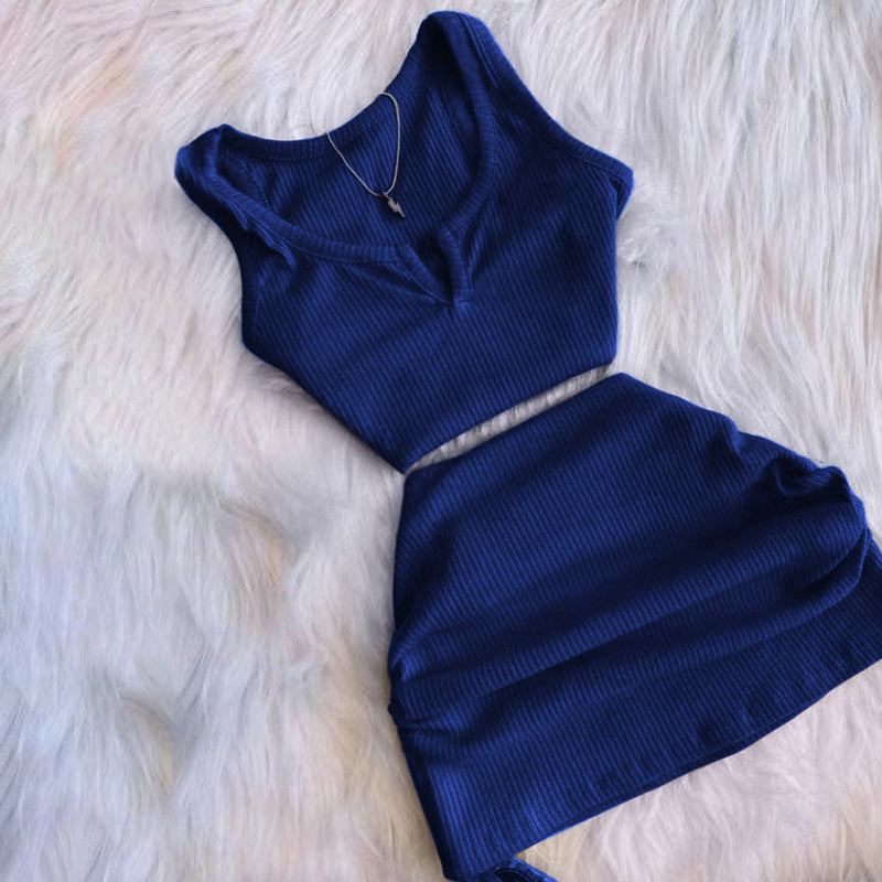 Elegant Women's Skirt Suit - High V-Neck & Low Waist Professional Outfit for Office, Business Meetings & Formal Events