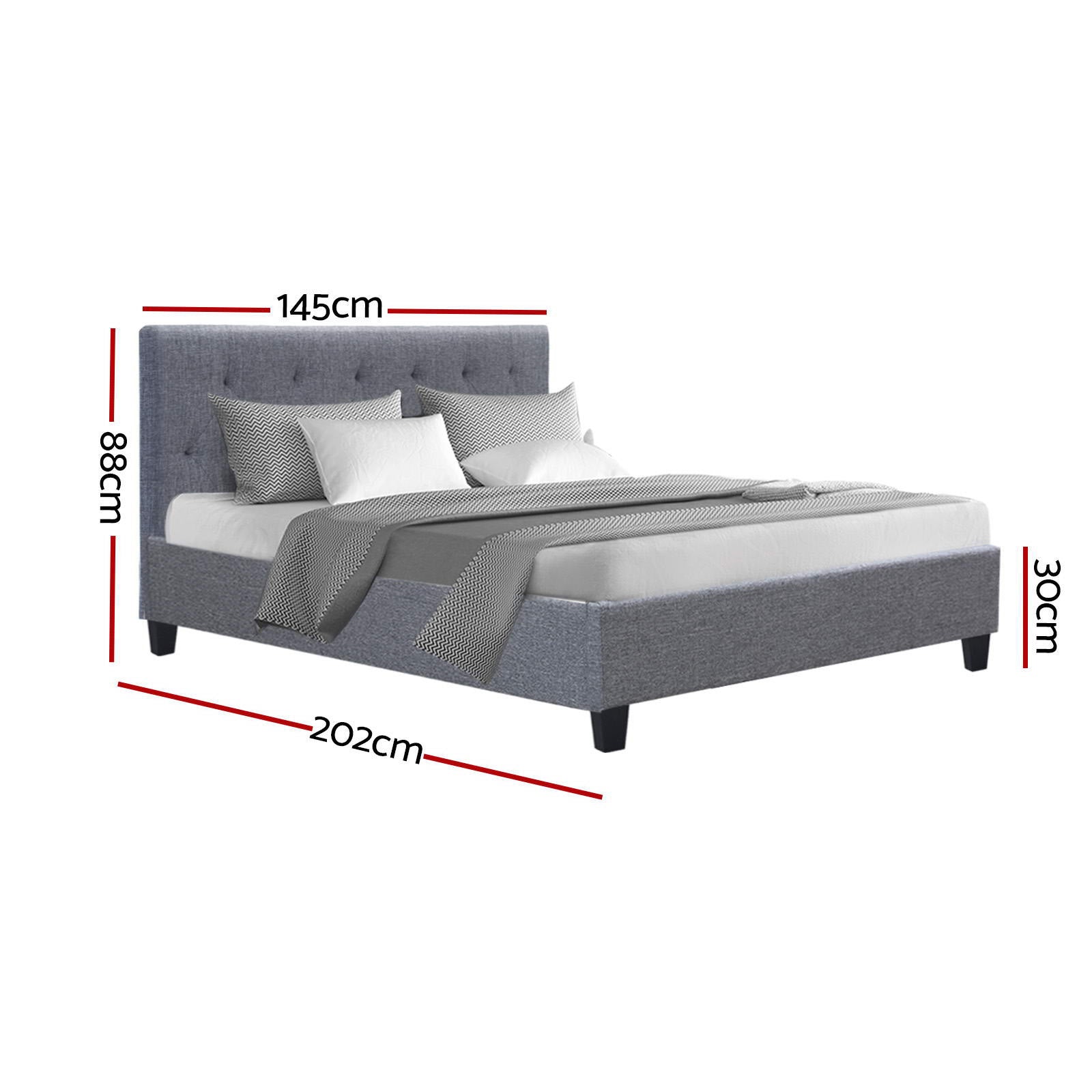 Hyams Queen Size Bed Frame with Storage, Grey Wooden Platform Bed - Perfect for Small Bedrooms, Guest Rooms & Modern Home Decor