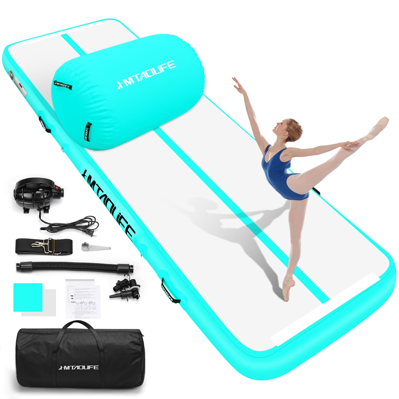 Inflatable Gymnastics Air Roller & Tumbling Barrel Mat - Yoga Backbend Trainer for Cheerleading, Home Workouts & Flexibility Training | Perfect for Yoga Studios, Gymnastics Practice & Kids Play