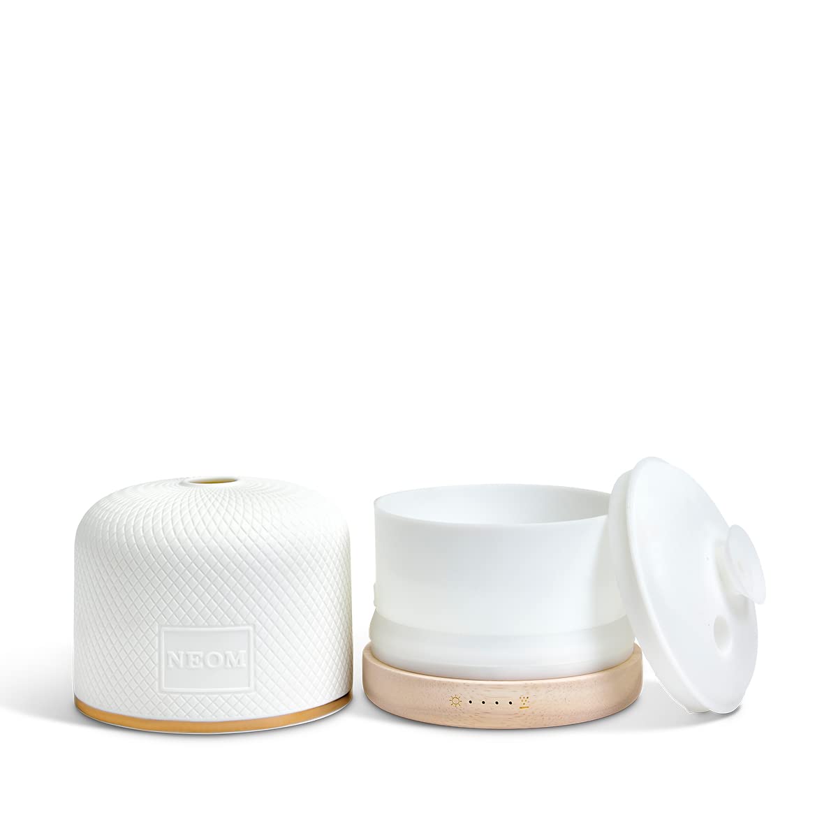NEOM Wellbeing Pod Luxe - Premium Ultrasonic Essential Oil Diffuser with Ceramic Cover, Remote Control, LED Light & Timer | Aromatherapy Device for Home, Office, Yoga & Spa | Relaxing Home Fragrance Diffuser for Stress Relief & Better Sleep
