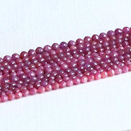 Natural Tanzania Red Ruby Round Faceted Loose Beads 5mm - 16 Inch Strand for Jewelry Making, DIY Crafts, and Healing Crystals | GemAbyss Beads Code MVG-29775