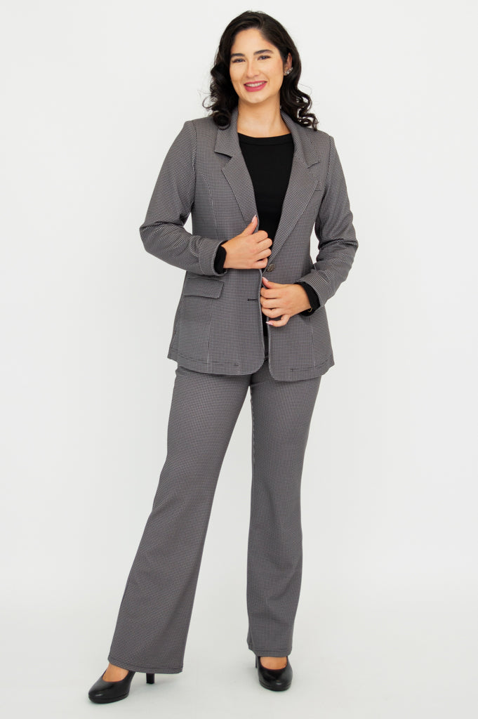 Kacey Women's Blazer Jacket - Stylish Houndstooth Pattern, Soft Modal Fabric for Office Wear, Business Meetings & Formal Events