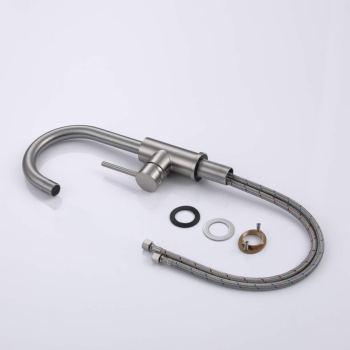Brushed Nickel Bar Faucet - Single Hole, Stainless Steel for Kitchen Sink | Modern Design for Home Bars