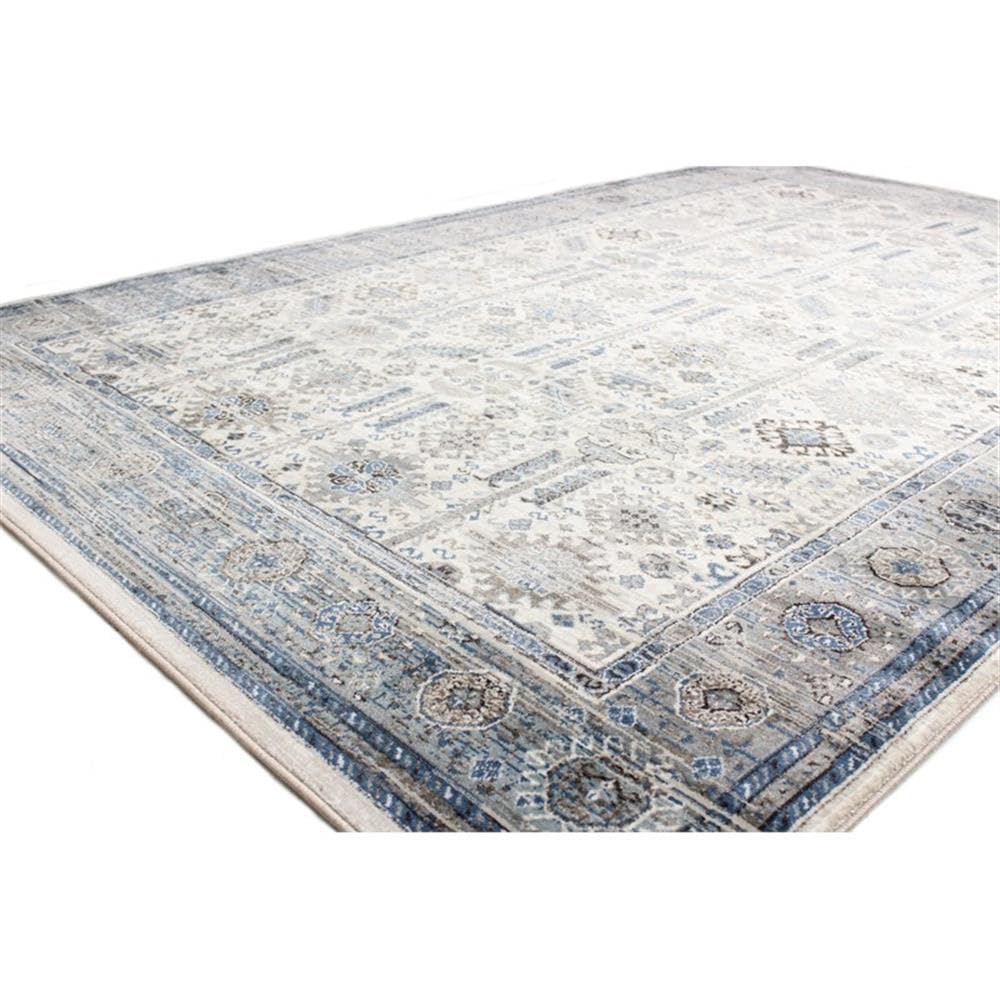 Bashian Collection Luxury Power Loom Polypropylene Area Rug - 8.6’ x 11.6’ Ivory Blue Runner Rug for Entryway, Living Room, Bedroom - Soft Durable Home Decor for Modern Interior Design