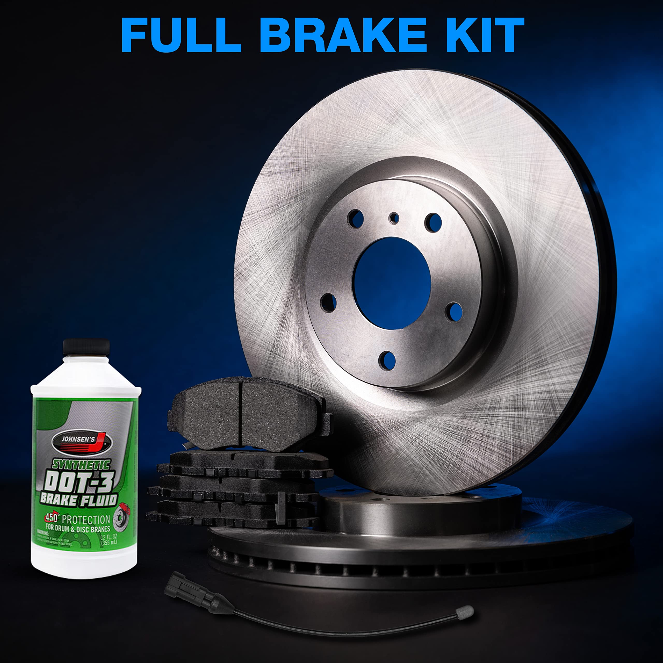 High-Performance Power Sport Front & Rear Brake Kit - Semi-Metallic Brake Pads & Rotors with Sensor Wire BLBC.63202.63 | Perfect for Motorcycles, ATVs & Off-Road Vehicles