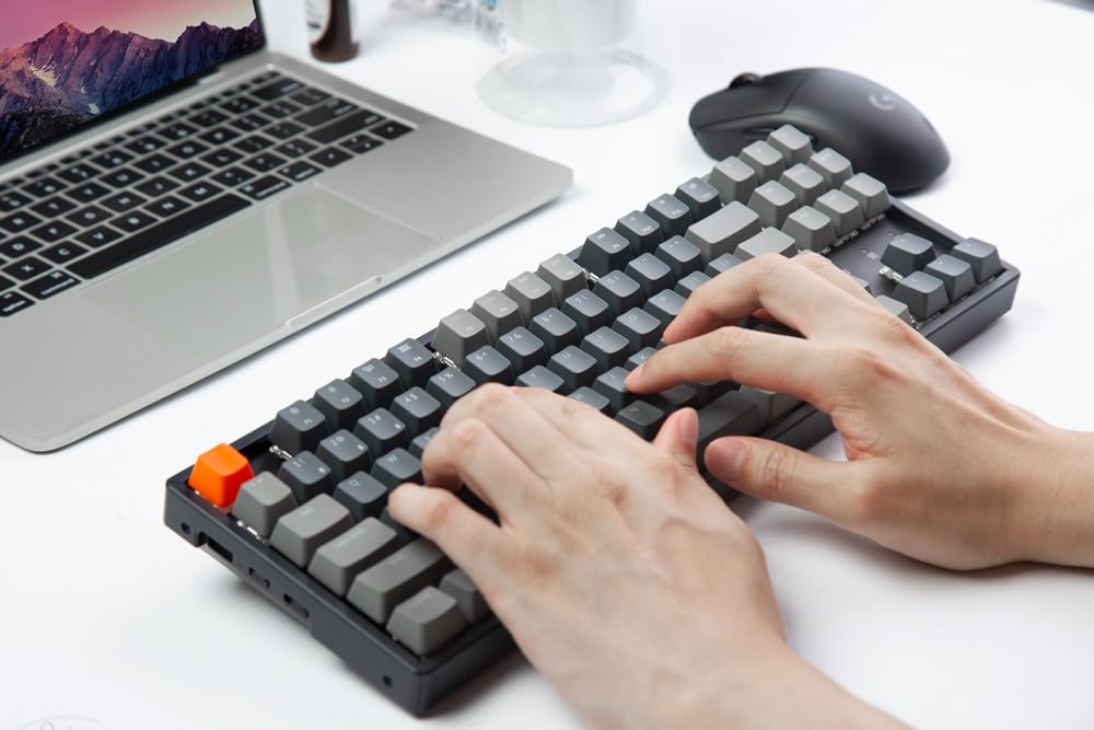 Keychron K8 Wireless Mechanical Keyboard - 87 Keys, 80% TKL Layout, Bluetooth/USB-C, RGB Backlit, Gateron G Pro Brown Switches, Aluminum Frame for Mac & Windows - Perfect for Gaming, Office & Typing