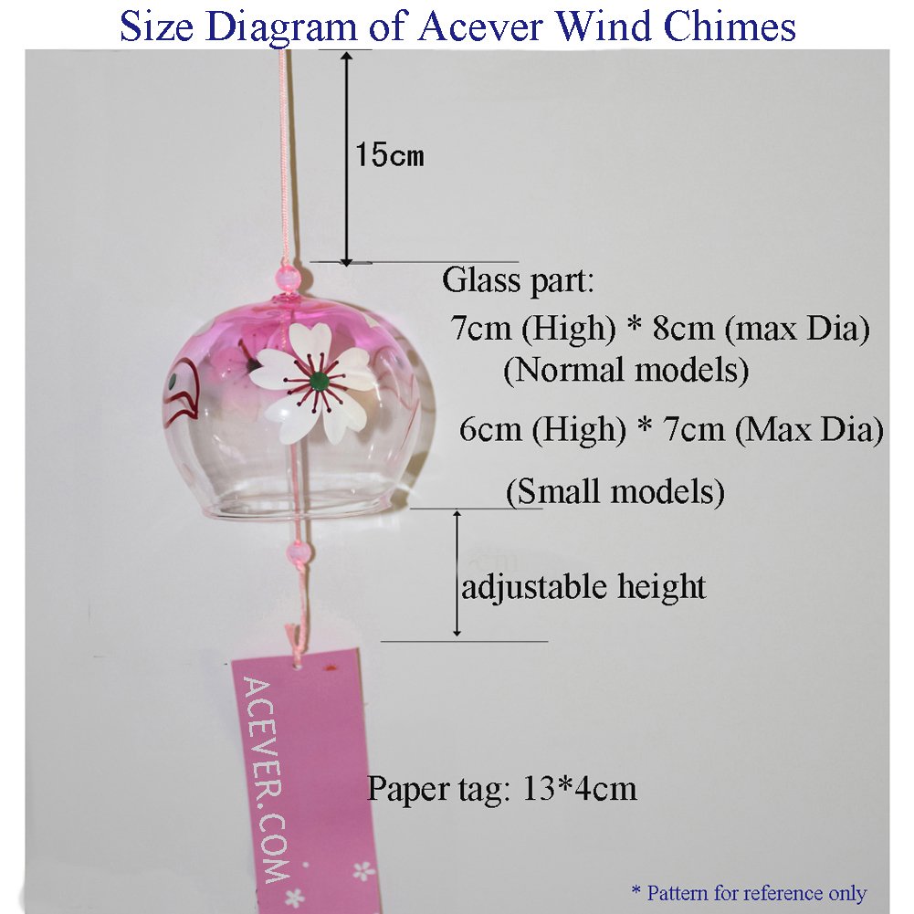 Handmade Japanese Edo Furin Wind Chime - Traditional Glass Wind Bell with Hand-Painted Rose Design - Perfect for Garden, Patio, and Home Decor
