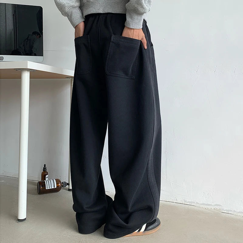 American Tie Dye Fleece Men's Casual Pants - 3D Side Webbing Drawstring Straight Wide Leg Trousers (Style 9C8930) | Comfortable Lounge Wear for Home, Yoga & Street Fashion