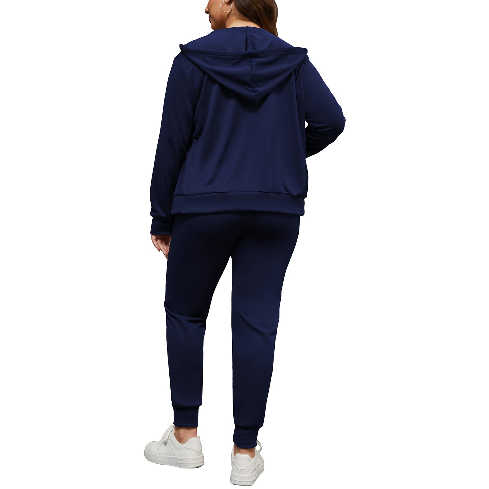 PINSV Women's Plus Size 2-Piece Sweatsuit Set with Hood - Soft Jogging Outfit for Casual Wear & Lounge (Black, XXL) | Perfect for Gym, Running Errands & Relaxing at Home