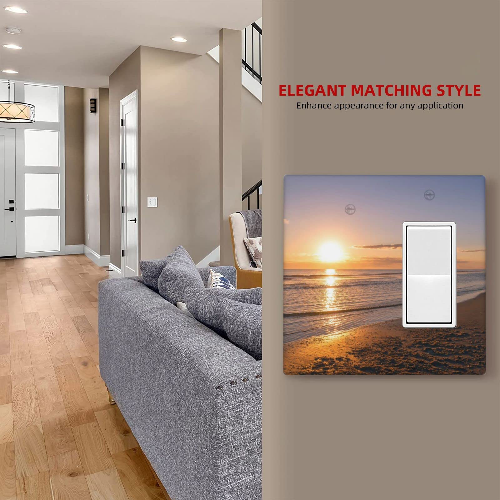 Beach Sunset Wall Plate - Single Blank Rocker 2 Gang Light Switch Cover - Decorative Switch Plate for Bedroom, Kitchen & Farmhouse - Perfect for Coastal, Boho & Rustic Home Decor