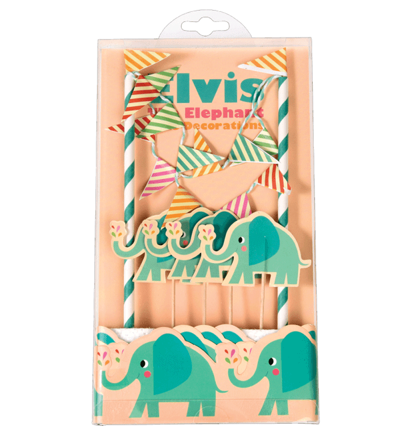 Elvis The Elephant Cake Bunting Kit - Baby Shower & Birthday Party Decorations - Perfect for Nursery Decor and First Birthday Celebrations