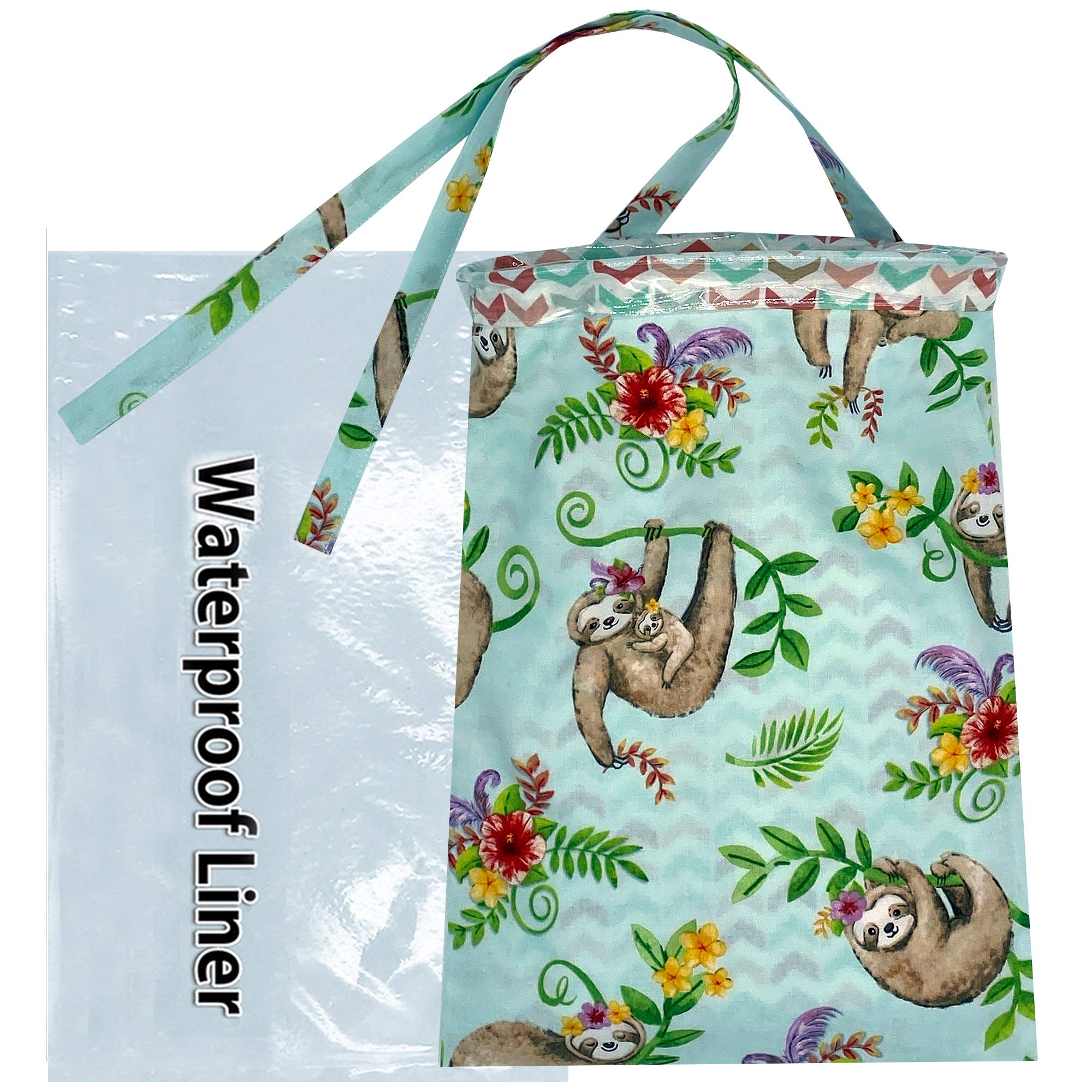 Car Trash Can with Reusable Waterproof Liner & Disposable Bags - Hanging Front/Back Seat Headrest Organizer - Sloth-Themed Car Accessories (Large) for Road Trips & Daily Commute