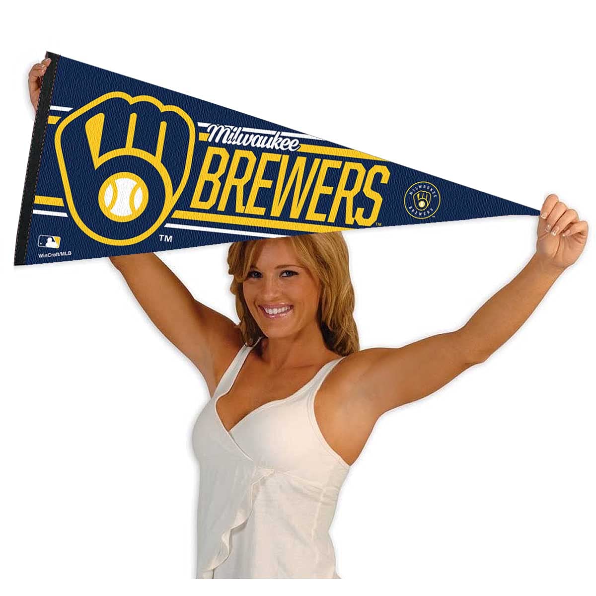 WinCraft Milwaukee Brewers Baseball Pennant - Large 12x30 Inch Full Size Team Flag for MLB Fans, Sports Decor, Game Room, and Man Cave Wall Decor