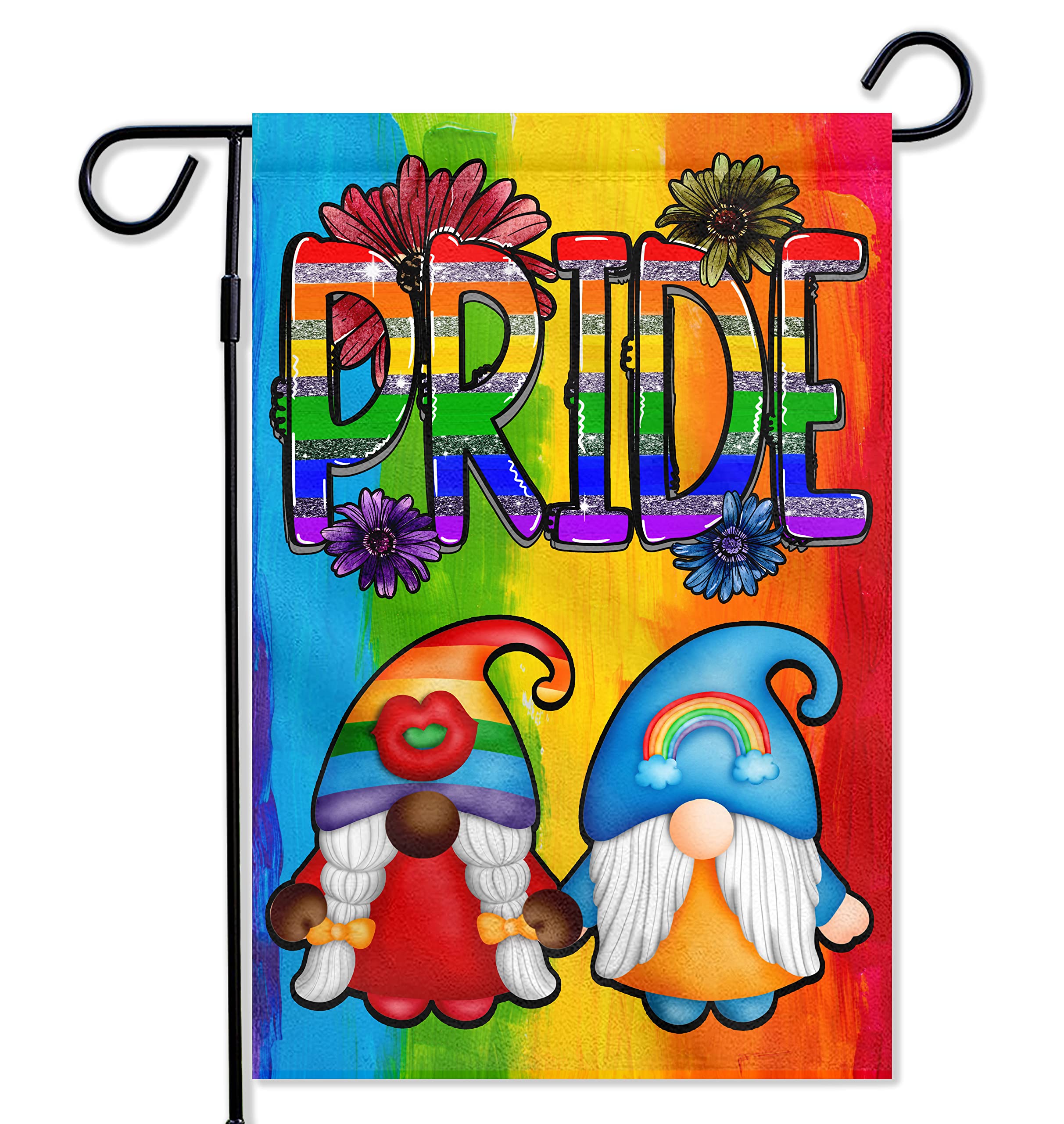 Double Sided Rainbow Gnome Pride Garden Flag - LGBT Yard Decor for Pride Month, Outdoor Burlap Flag for Lawn, Patio & Farmhouse - Perfect for Gay Pride Celebrations, LGBTQ+ Events & Rainbow-Themed Parties