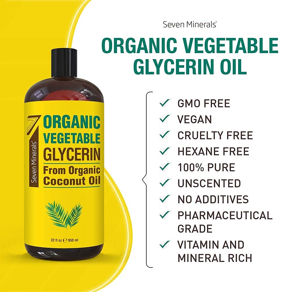Pure Grapeseed Oil & Organic Vegetable Glycerin by Seven Minerals - Natural Skin & Hair Care Solution for Moisturizing, Massage & DIY Beauty Products