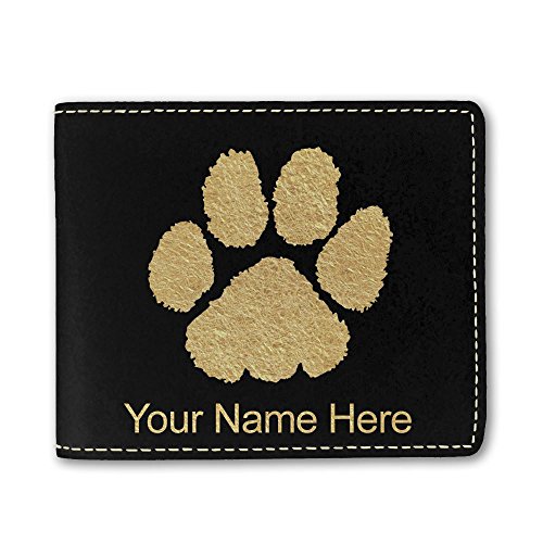 Personalized Engraved Faux Leather Wallet with Paw Print Design - Perfect Gift for Pet Lovers, Men & Women, Ideal for Everyday Use & Travel