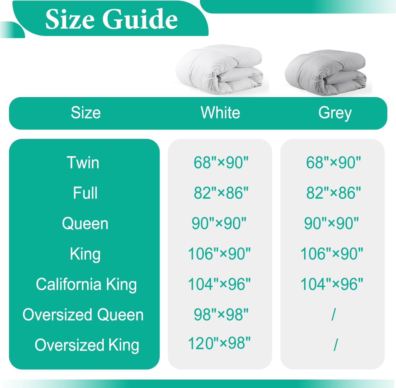 Organic Gray Feather Down Fiber Comforter California King - All-Seasons 100% Cotton Duvet Insert with Quilted Medium Warmth - 104x96 Cloud Grey - Perfect for Cozy Bedrooms & Guest Rooms
