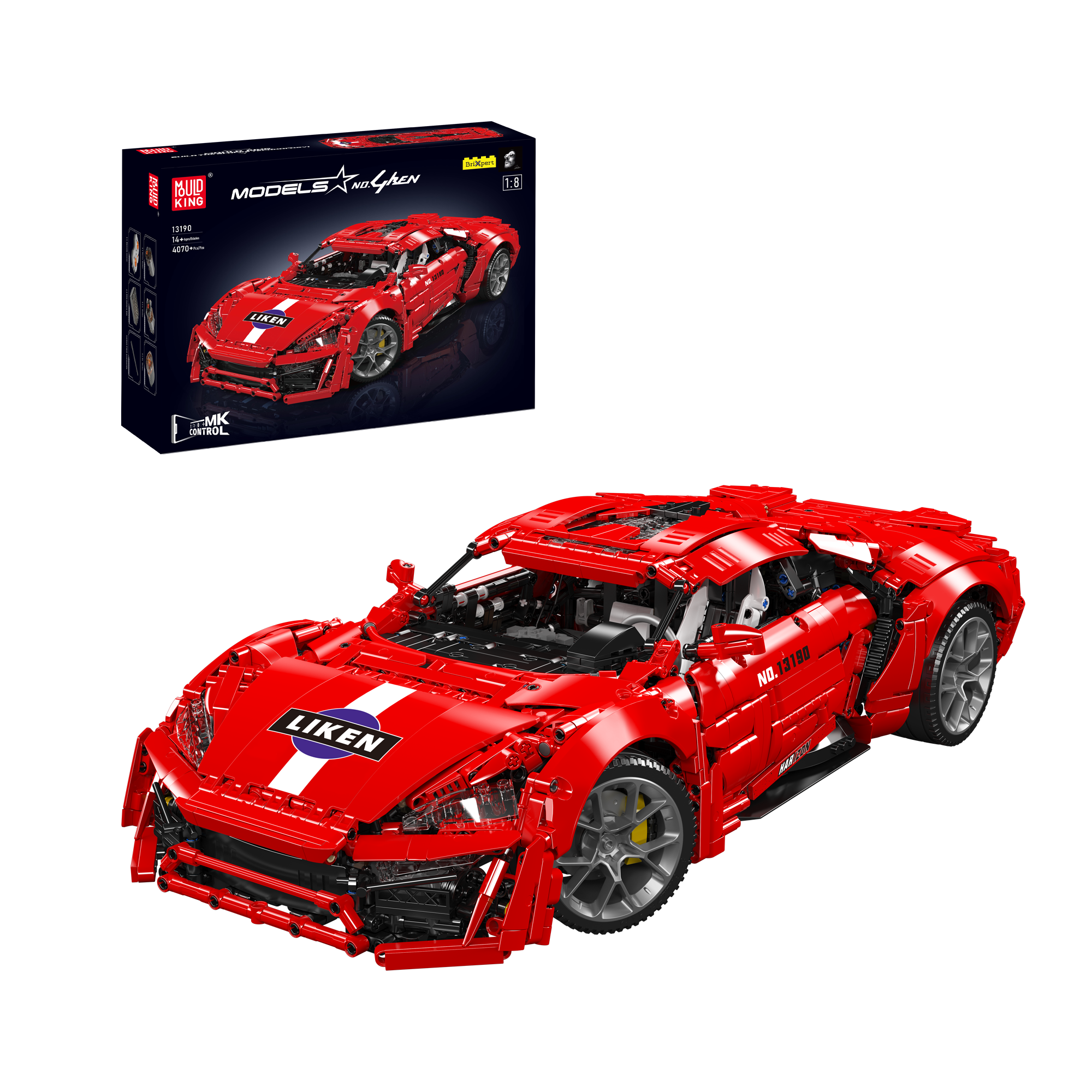 Mould King 13190 Lykan HyperSport Remote Control Car Building Kit - 4070 Piece RC Sports Car Model Set for Adults & Teens | Perfect for Collectors, DIY Enthusiasts & Home Office Decoration