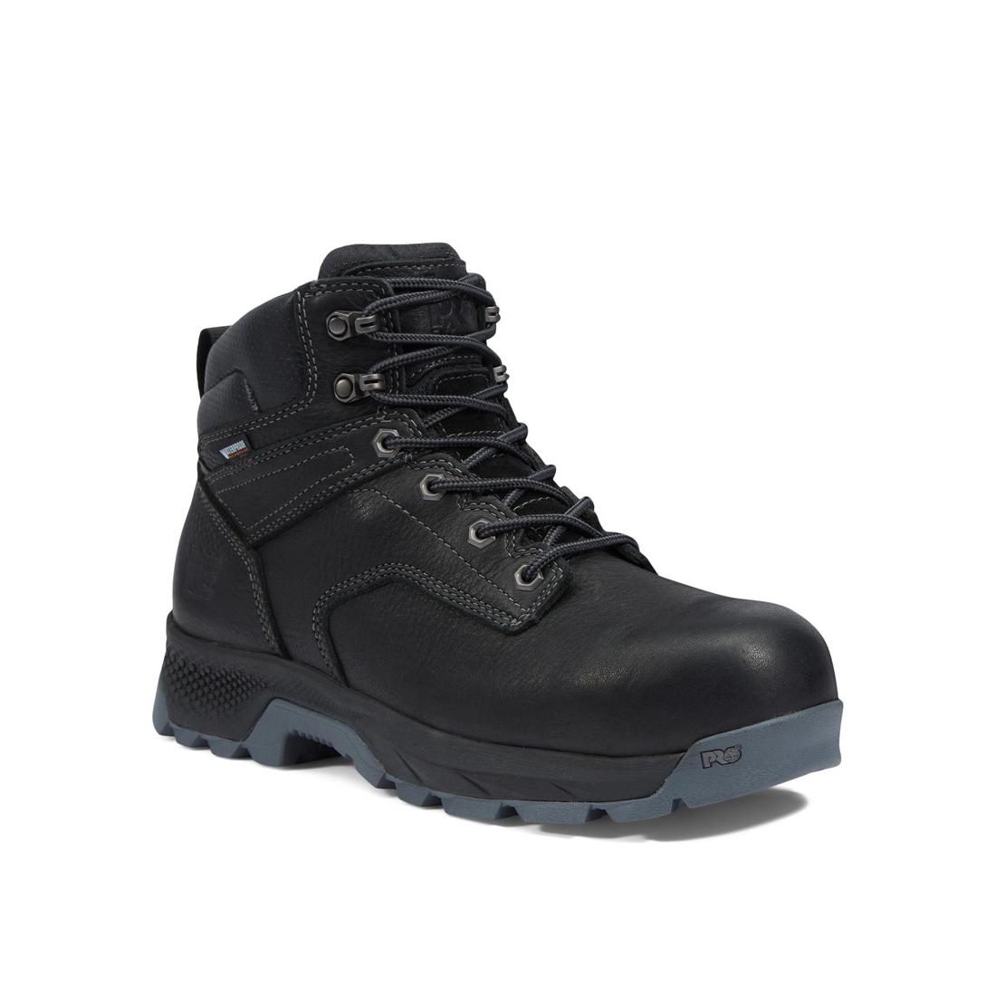 Titan EV 6 Inch Composite Toe Waterproof Work Boot for Men - Black Safety Shoes for Construction, Warehouse & Outdoor Work