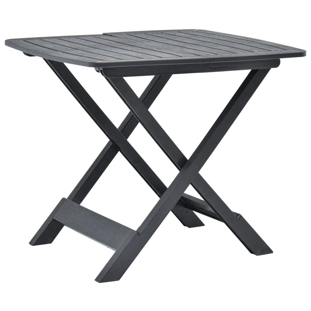 **Portable Folding Patio Side Table - Plastic Bistro Coffee Table & Plant Stand for Indoor & Outdoor Use - Garden, Backyard, Lawn, Poolside - Anthracite (79