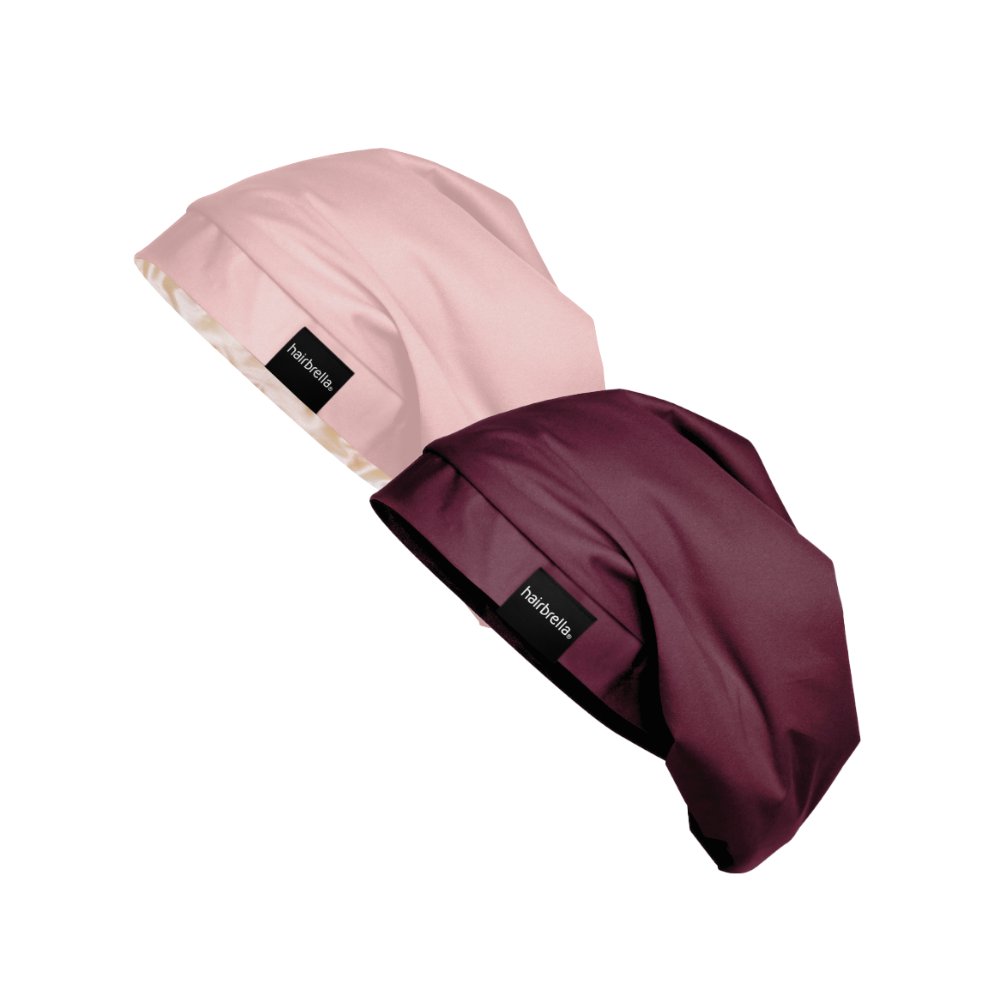 Hairbrella Satin Lined Sleep Cap for Curly & Natural Hair - 2 Pack Bundle | Soft & Breathable Night Cap for Hair Protection & Moisture Retention | Perfect for Bedtime, Travel & Salon Visits