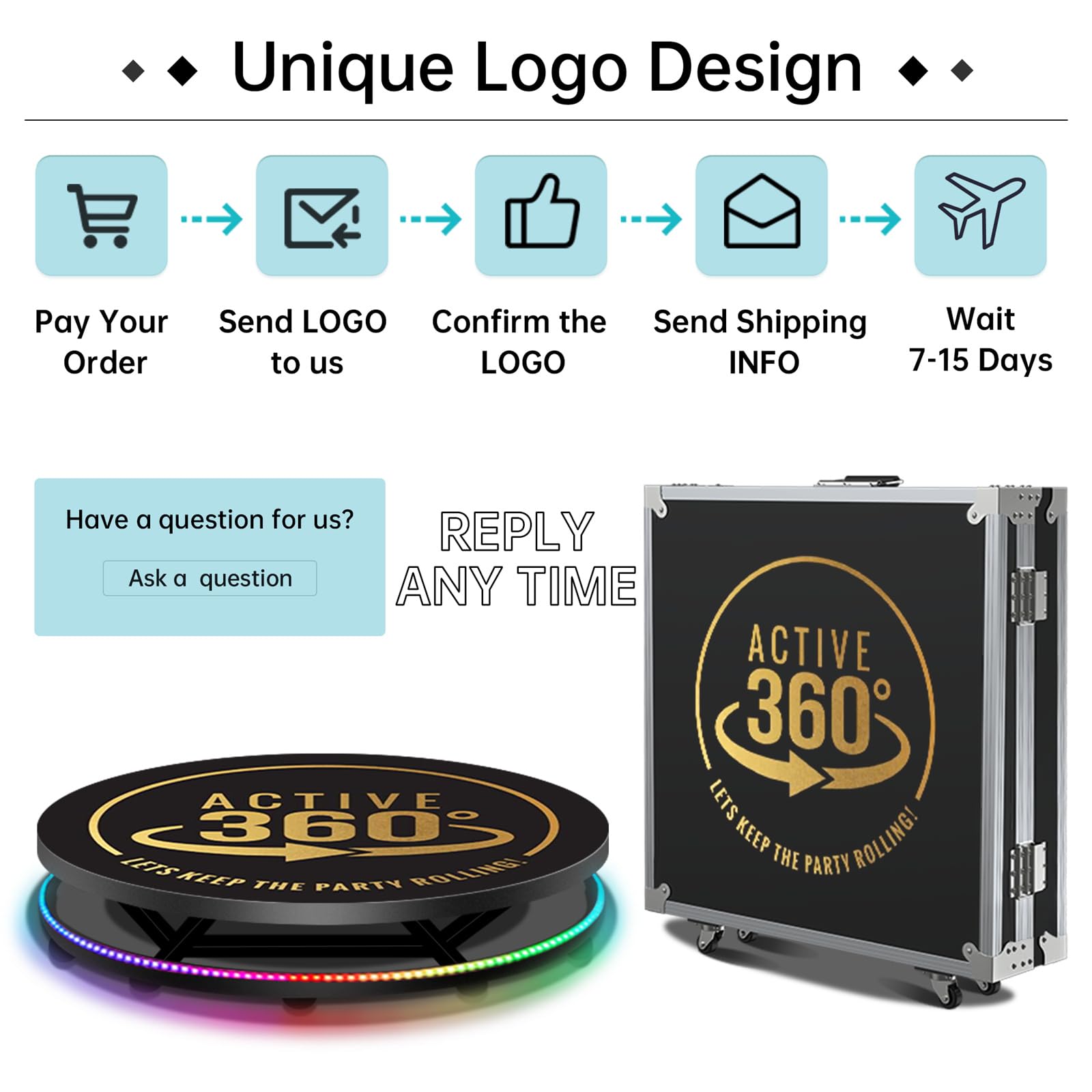 360 Photo Booth Machine with Flight Case & Remote Control - Automatic Slow Motion 360 Spin Camera with Ring Light | Free Custom Logo | for 1-5 People | Perfect for Weddings, Parties, Events & Commercial Photography