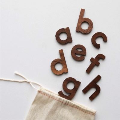 Gladfolk Walnut Wooden Alphabet Lower Case Letters Set - Perfect for Kids Learning, Montessori Education & DIY Home Decor