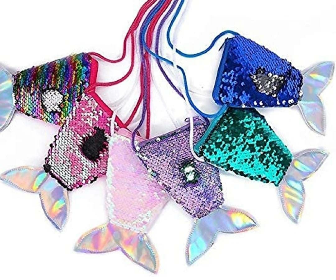 **Tera13 Mermaid Small Sling Bags for Kids - Stylish Mini Crossbody Bags with Sequins, Perfect for Birthday Gifts & Party Favors (3-Piece Set) - Great for School, Travel & Everyday Use**